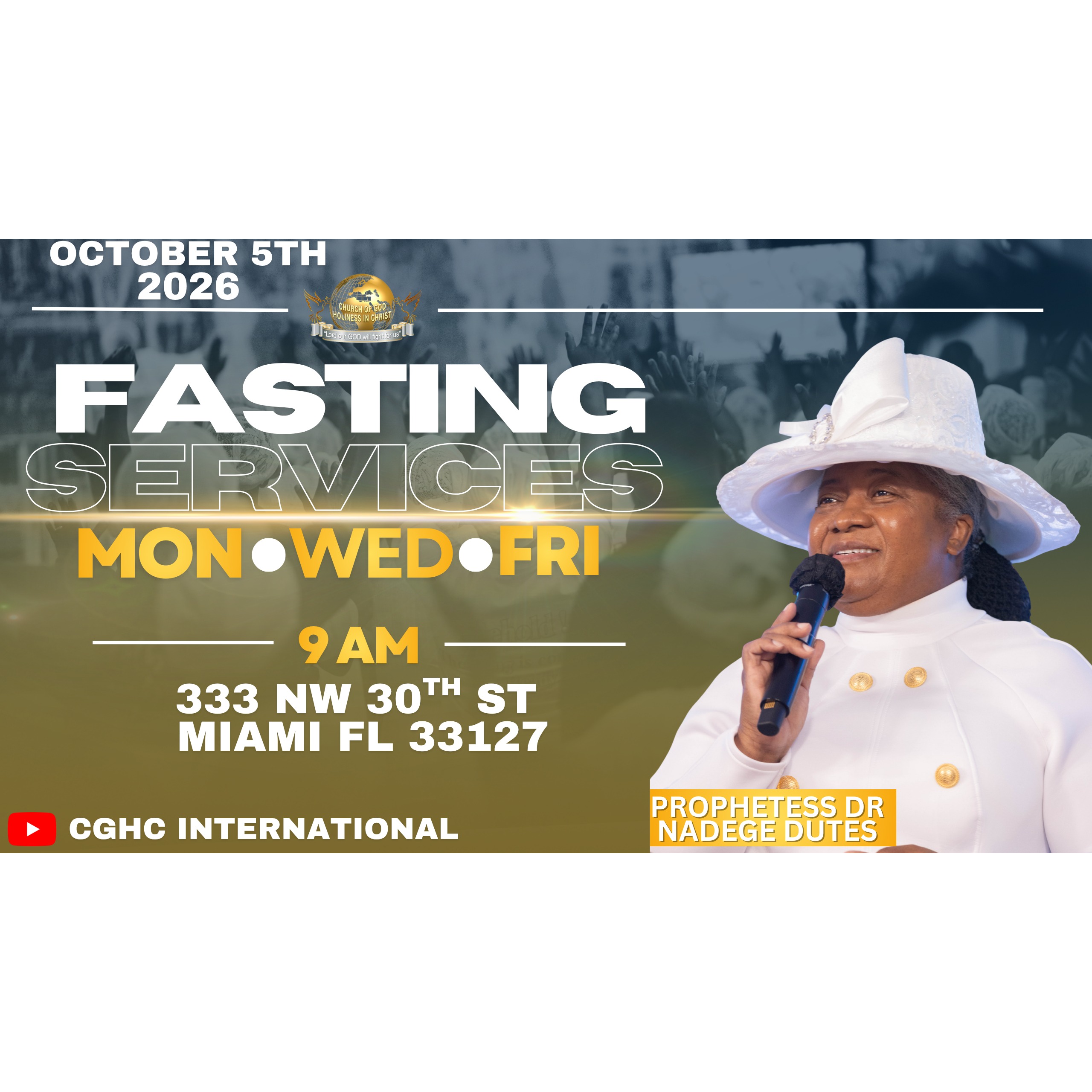 10.5.2026 - Lundi Journée de Jeûne - October 5, 2026 | Prophetesse Dr Nadege Dutes | CGHC International | EGLISE DE DIEU SAINTETÉ EN CHRIST episode artwork