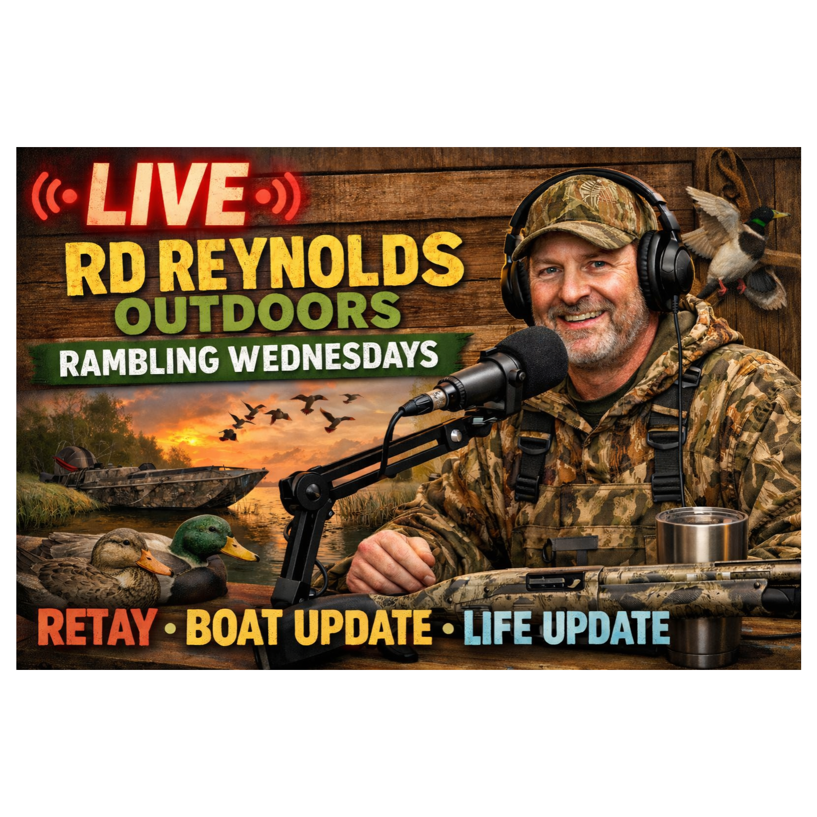 #111 🔥 LIVE with RD Reynolds Outdoors | Rambling Wednesdays: Retay, New Boat and Life Update episode artwork