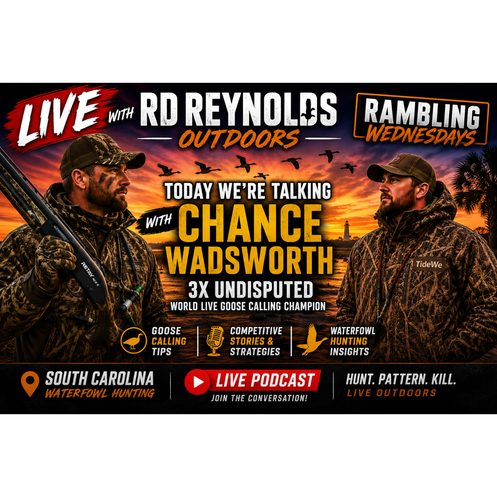 #123 LIVE Waterfowl Podcast | Chance Wadsworth, Goose Calling Champion & Quill Creek Calls episode artwork