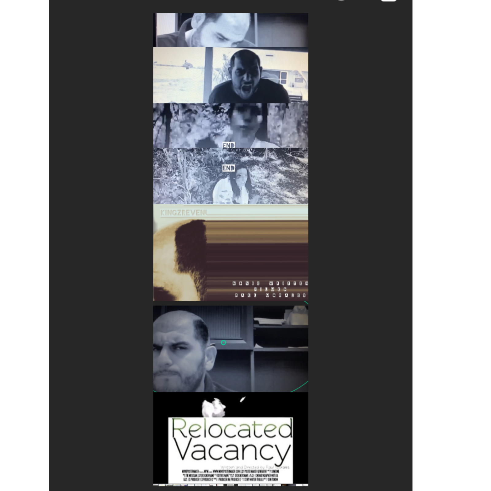 Movie night premiere Audio performance of movie Relocated Vacancy written and filmed by Raul Morales on Reactions Tv Show  episode artwork