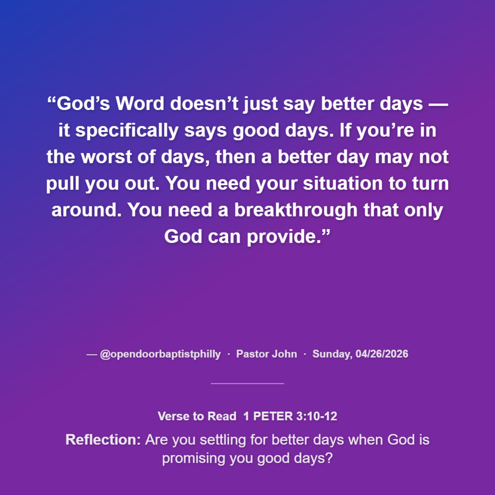 Good Days Ahead; Prepare, Defend, Endure episode artwork