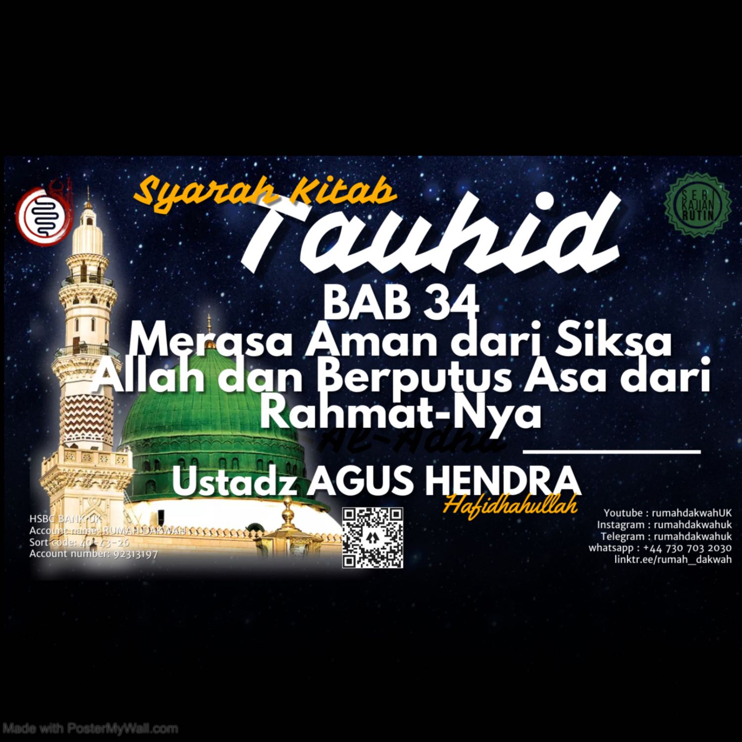 Syarah Kitab Tauhid - Bab 34 Merasa Aman dari Siksa Allah dan Berputus Asa dari Rahmat-Nya