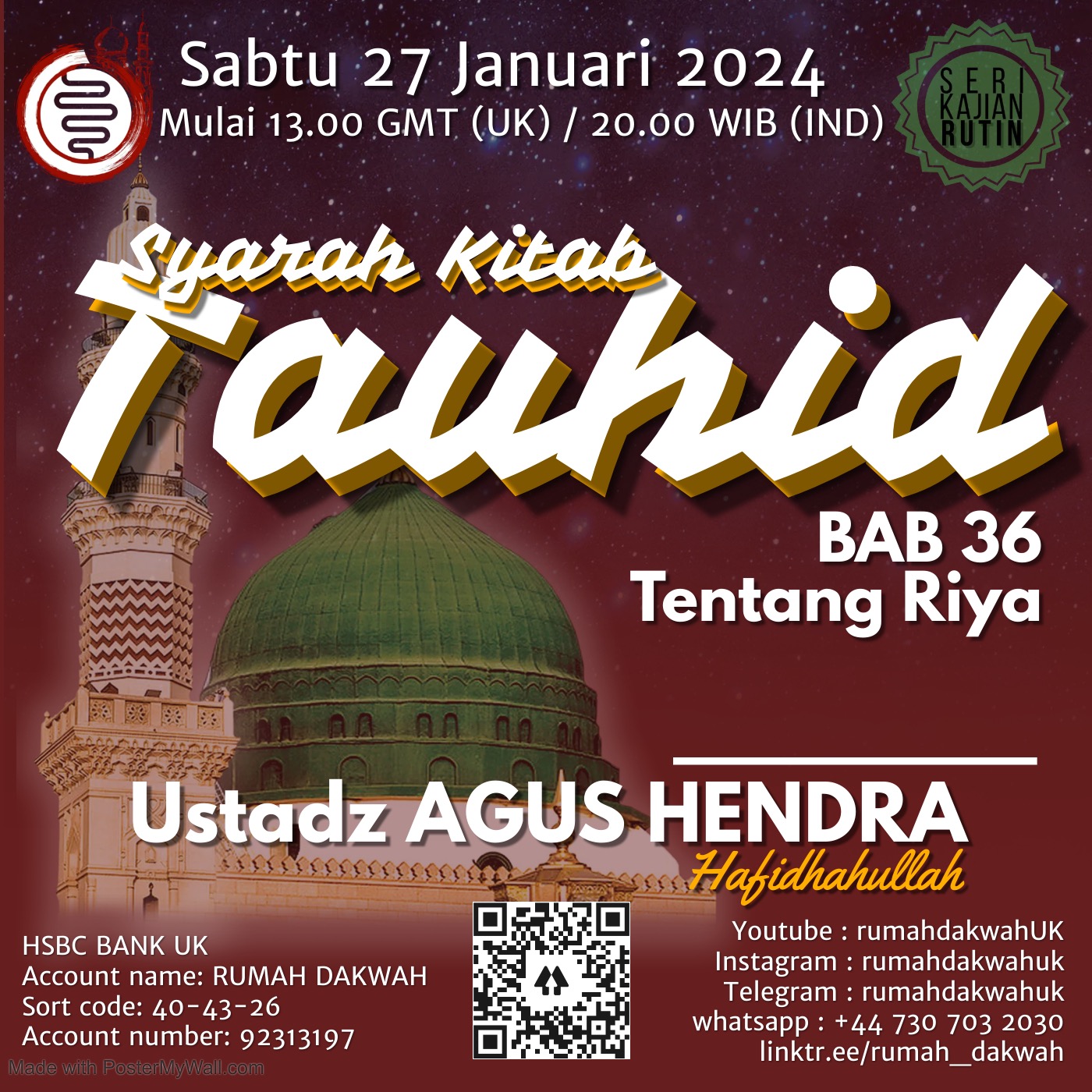 Ustadz Agus Hendra | Kitab Tauhid | Bab 36 Tentang Riya