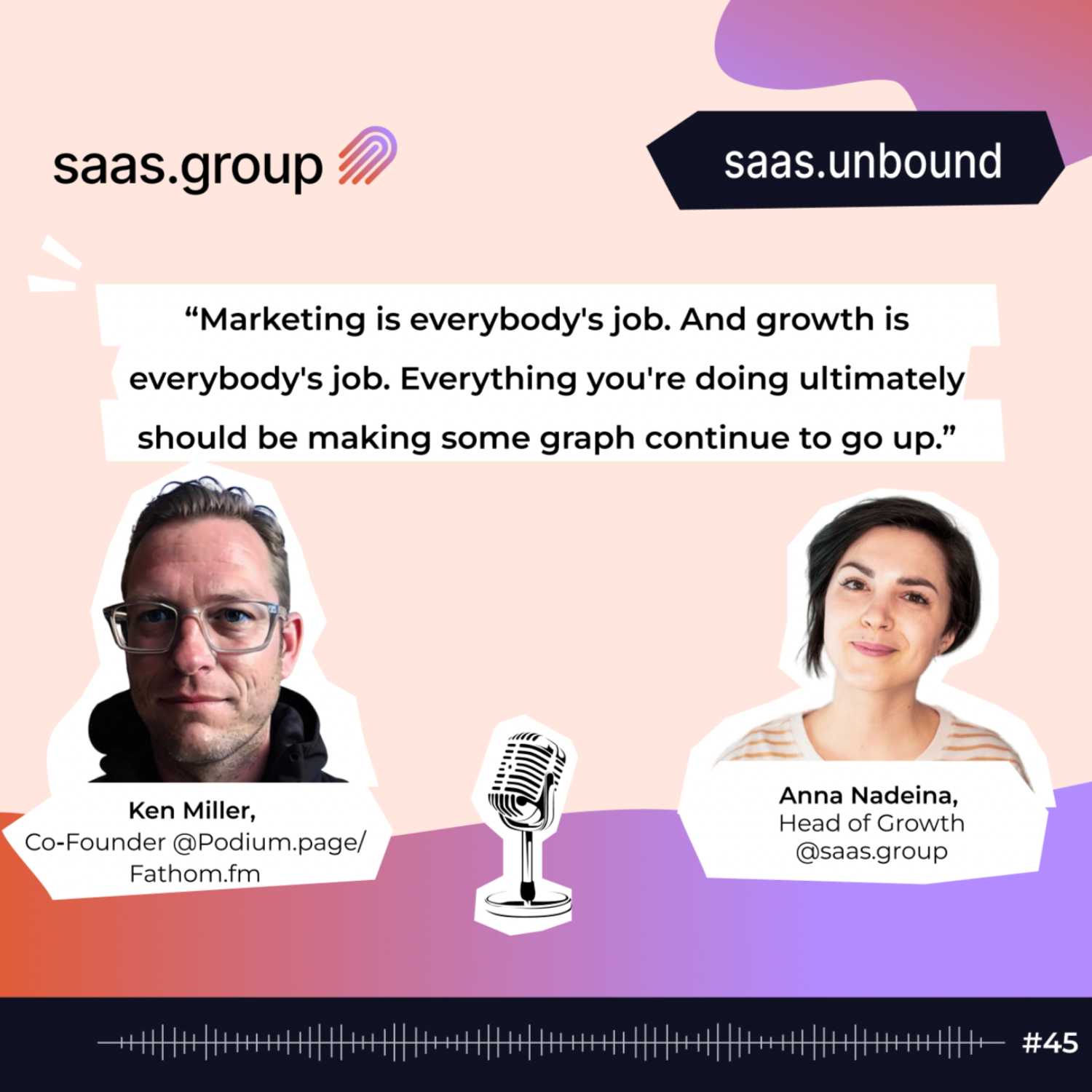 Ken Miller @Podium.page/@Fathom.fm. Growth is everybody's job in SaaS team episode artwork