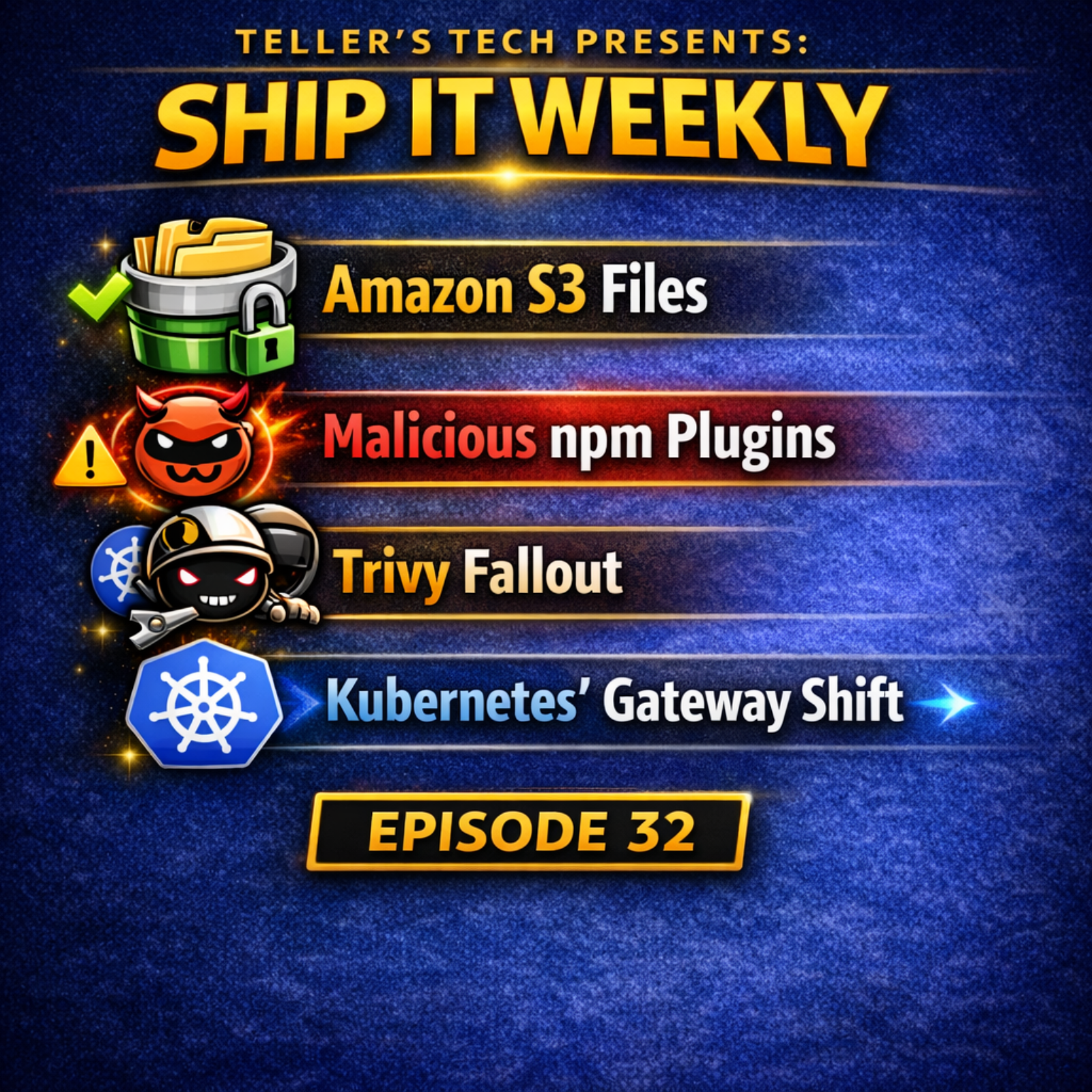 Amazon S3 Files, Malicious npm Plugins, Trivy Fallout, and Kubernetes’ Gateway Shift - Episode Cover