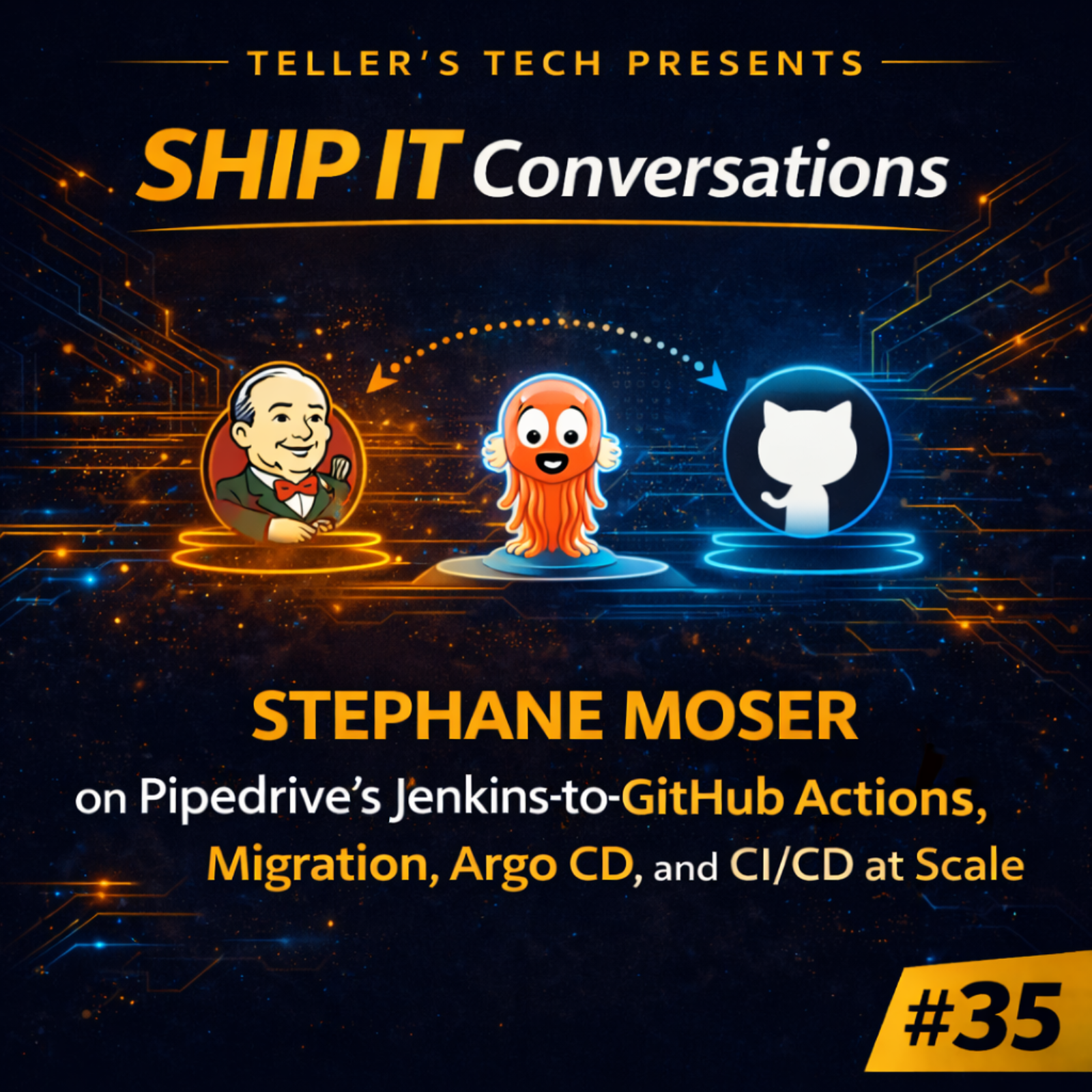 Ship It Conversations: Stephane Moser on Pipedrive’s Jenkins-to-GitHub Actions Migration, Argo CD, and CI/CD at Scale - Episode Cover