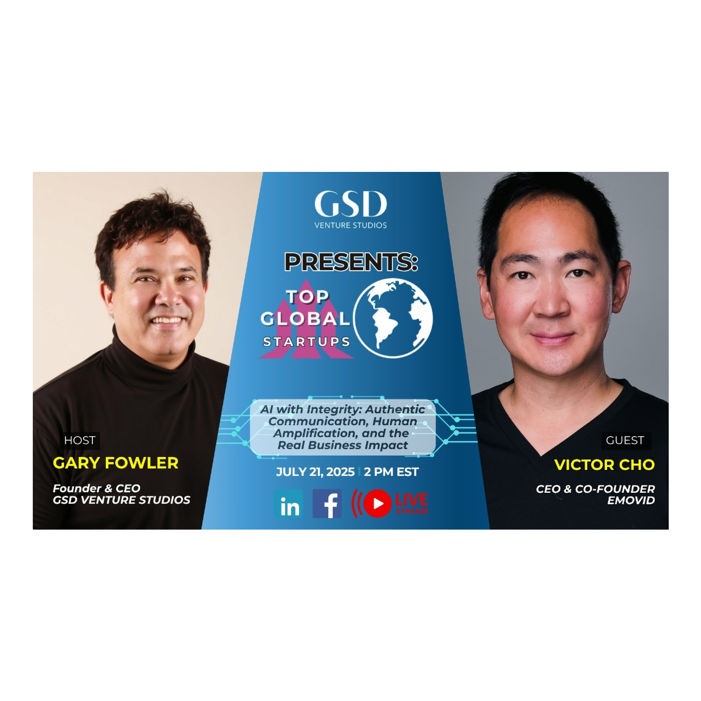 op Global Startups: AI with Integrity: Authentic Communication, Human Amplification, and the Real Business Impact   with Victor Cho episode artwork