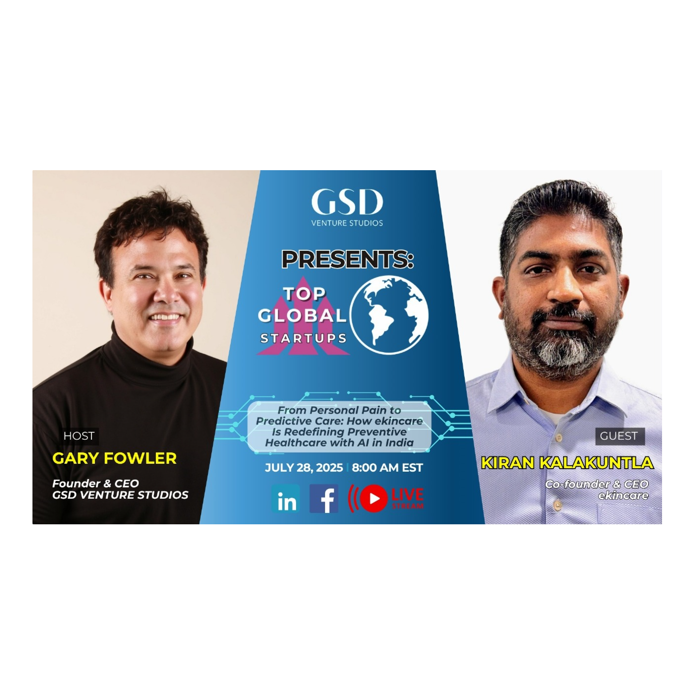 Top Global Startups: From Personal Pain to Predictive Care: How ekincare Is Redefining Preventive Healthcare with AI in India with Kiran Kalakuntla  episode artwork