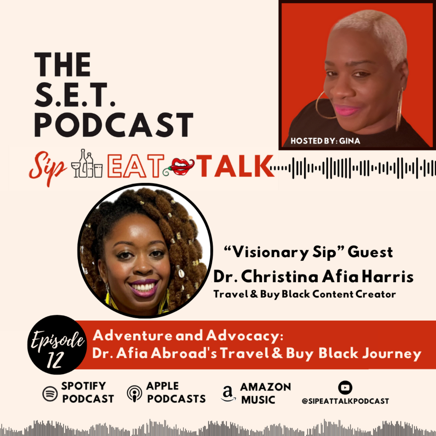 s1E12 " Adventure and Advocacy: Dr. Afia Abroad's Travel & Buy Black Journey" episode artwork