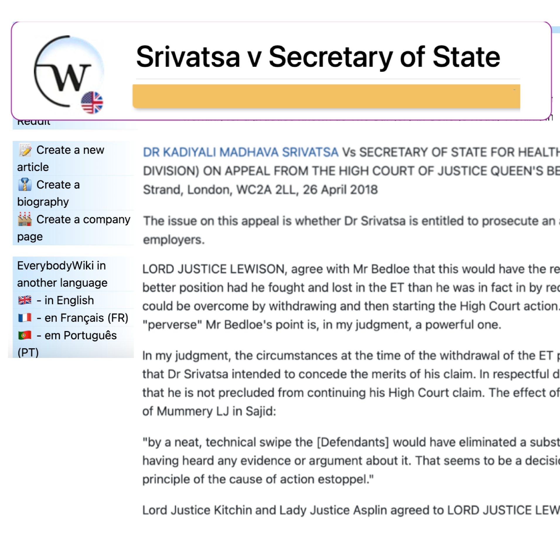 Why Dr Kadiyali Srivatsa a Whistleblower challenged the Secretary of State (Health), the General Medical Council and NHS to protect Medical Ethics, and Dharma  episode artwork