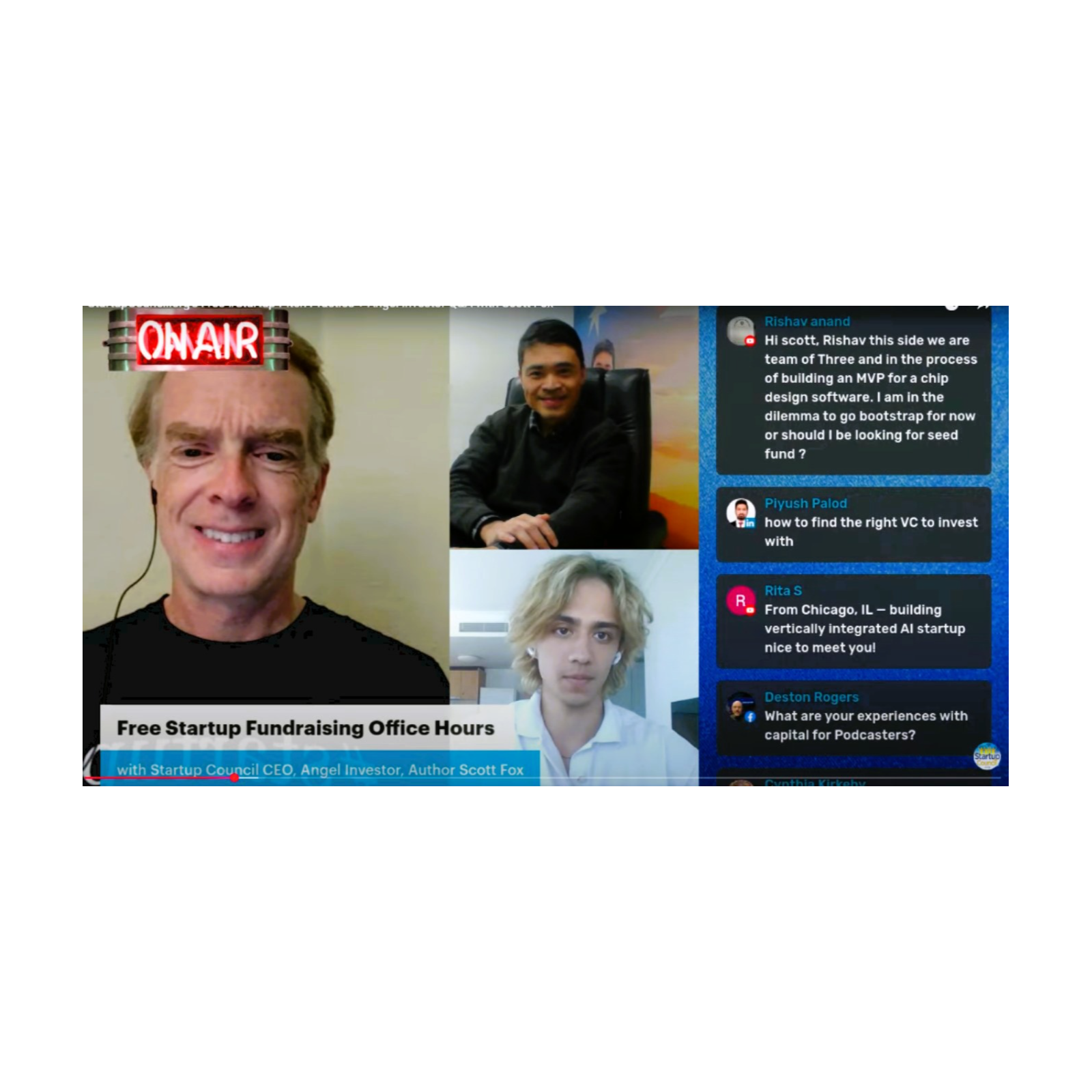 Live Startup Pitching & Angel Investor VC Insights: Scott Fox StartupCouncil.org CEO episode artwork