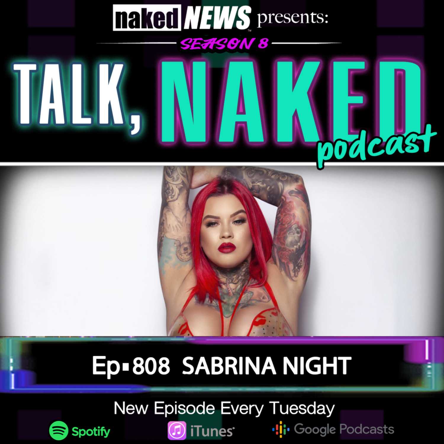 S8 E8:  Laura chats with Eastern European tatted, busty, red-haired vixen, Sabrina Night.