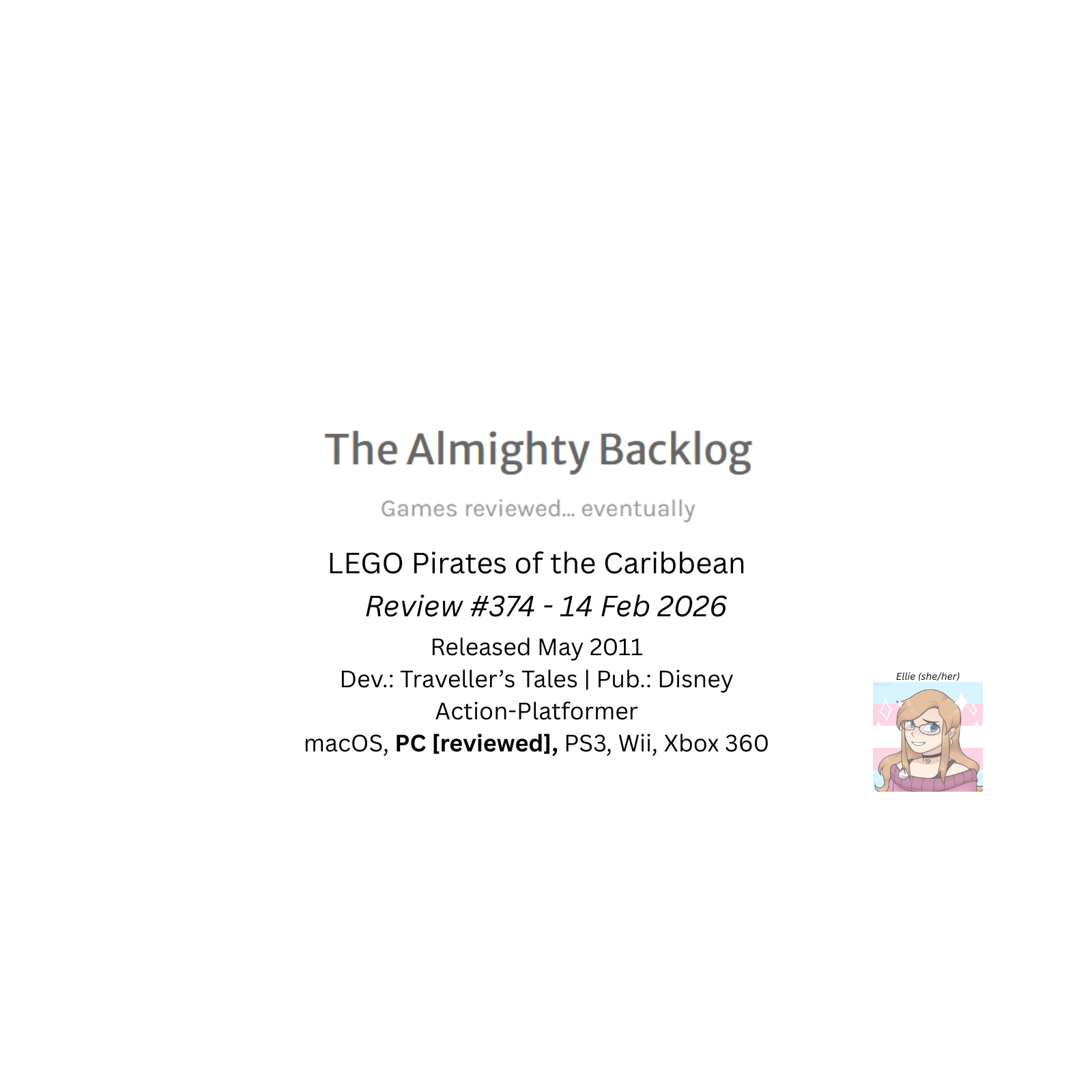 The Almighty Backlog 374 - LEGO PIrates of the Caribbean episode artwork
