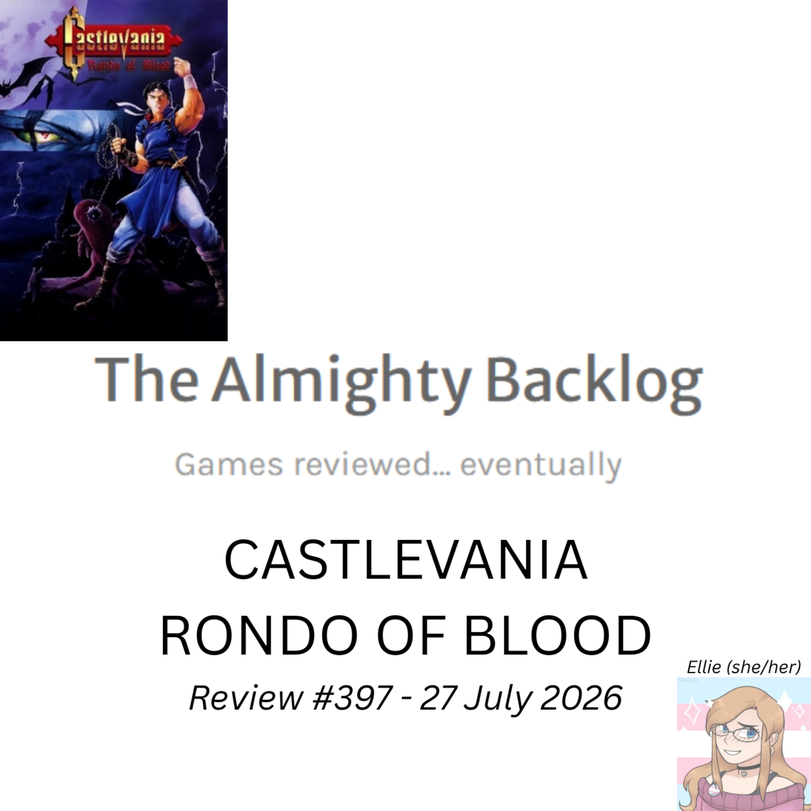 The Almighty Backlog 397 - Castlevania: Rondo of Blood episode artwork