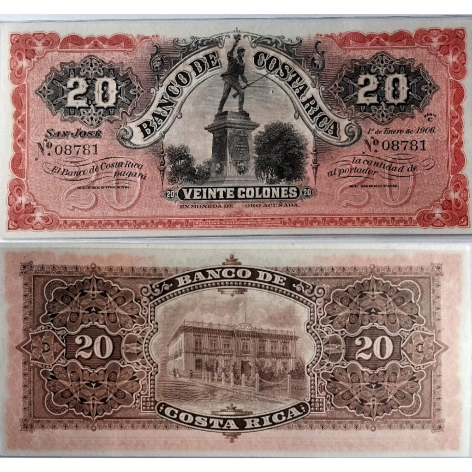 Costa Rica: Banco de Costa Rica 20 Colones Series C (1906) Banknote episode artwork