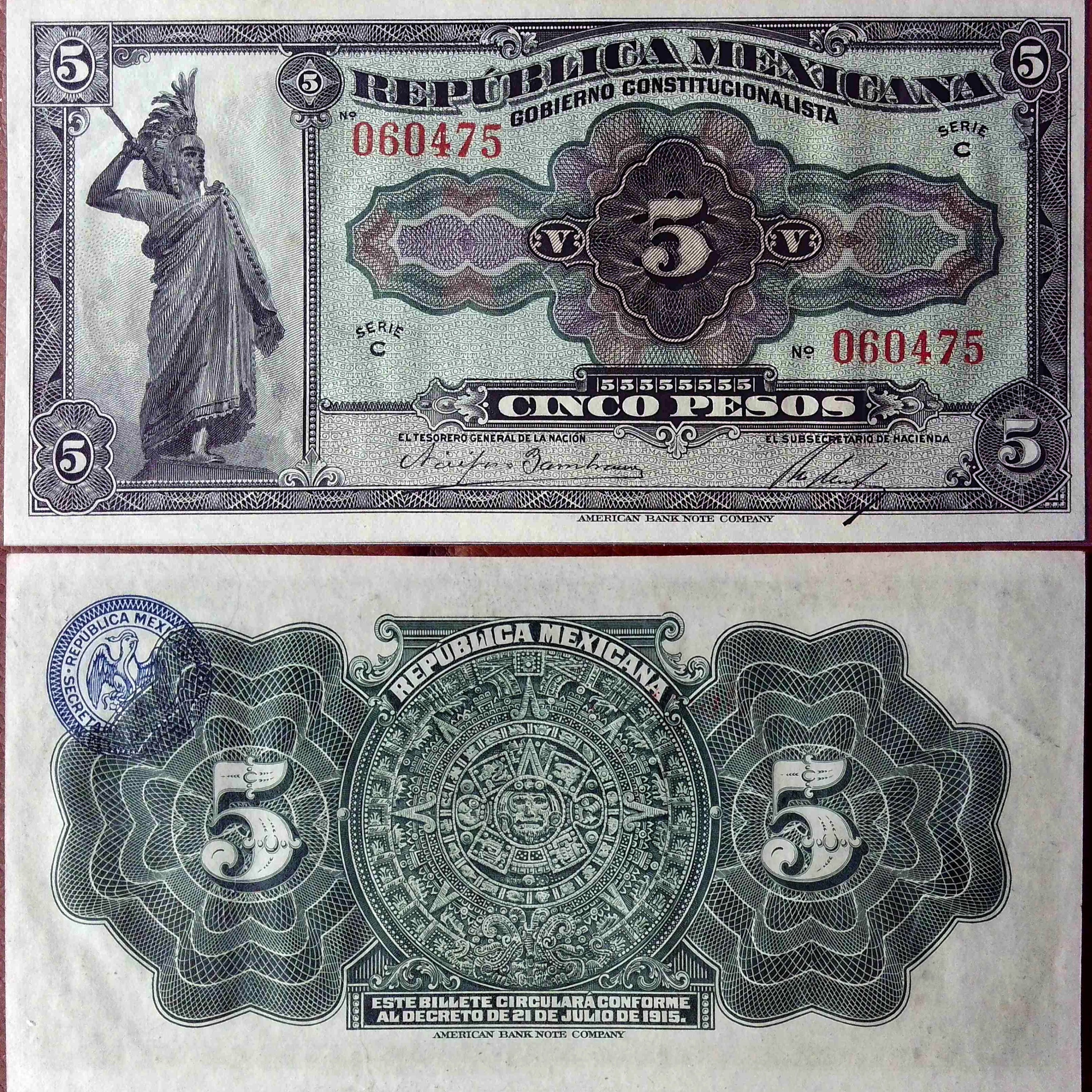 Mexico: Constitutionalist Government 5 Pesos Infalsificables Series Banknote (1915) episode artwork
