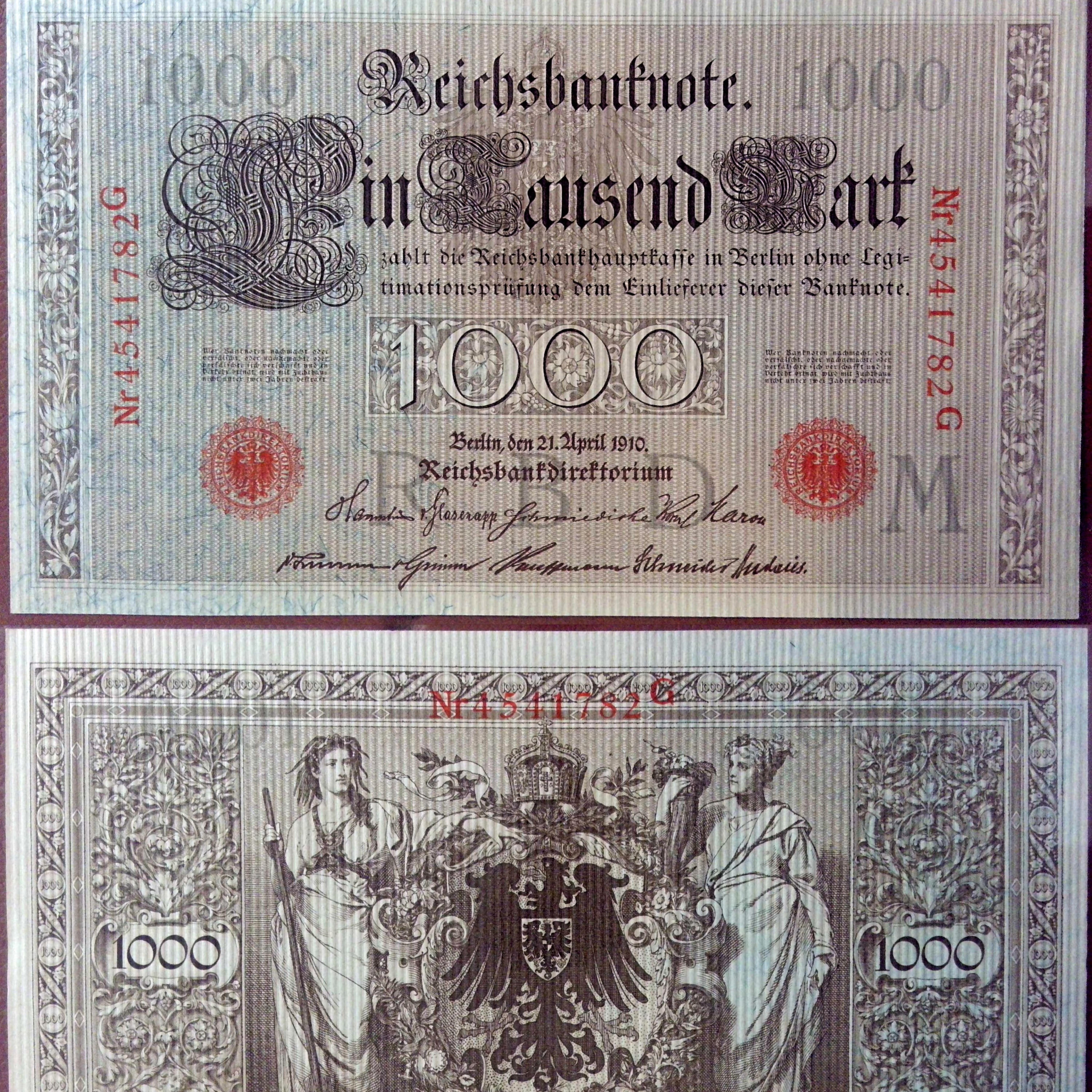 Germany:  Reichsbank 1000 Mark Reichsbanknote (1910) episode artwork