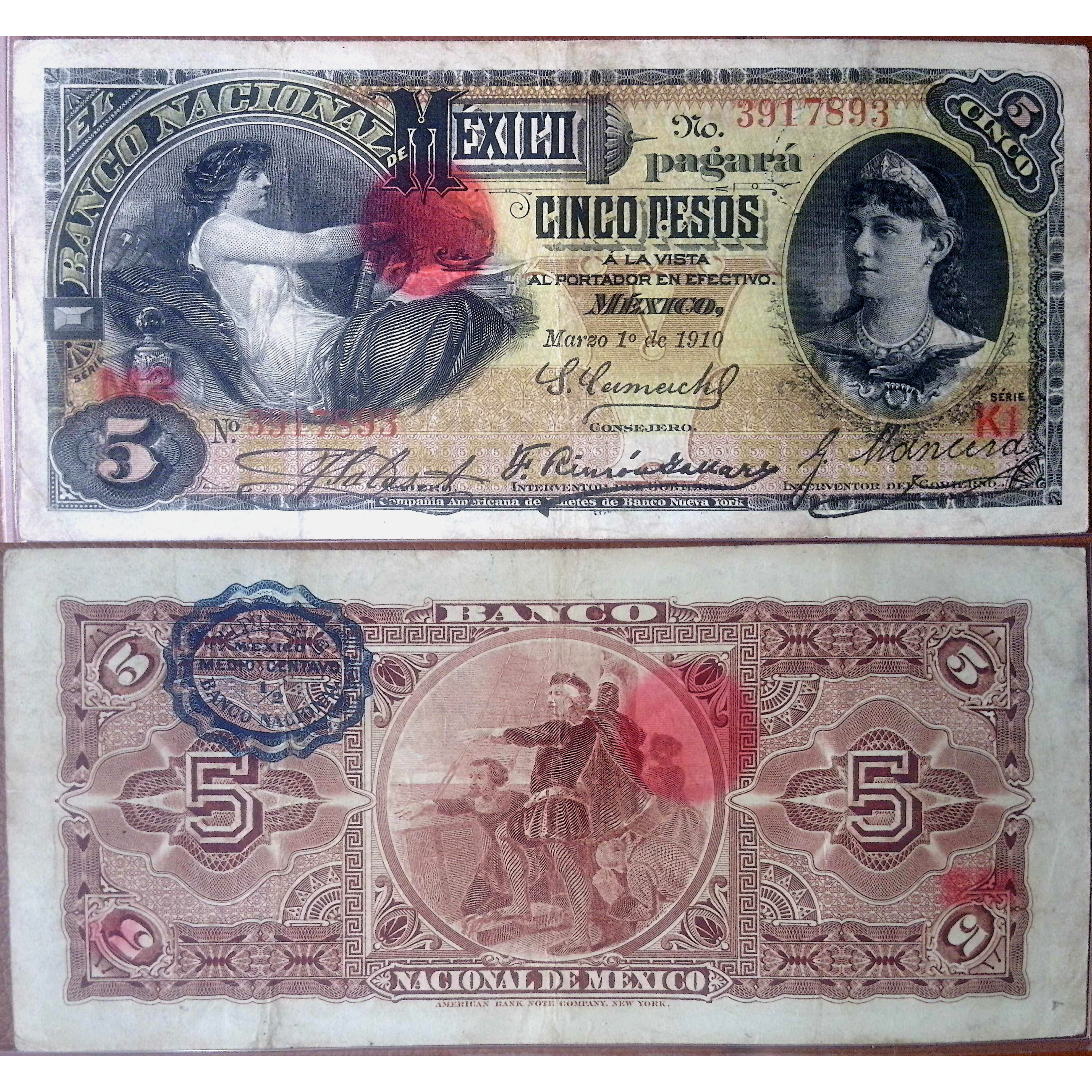 Mexico: Banco Nacional de Mexico 5 Pesos Banknote (1910) episode artwork