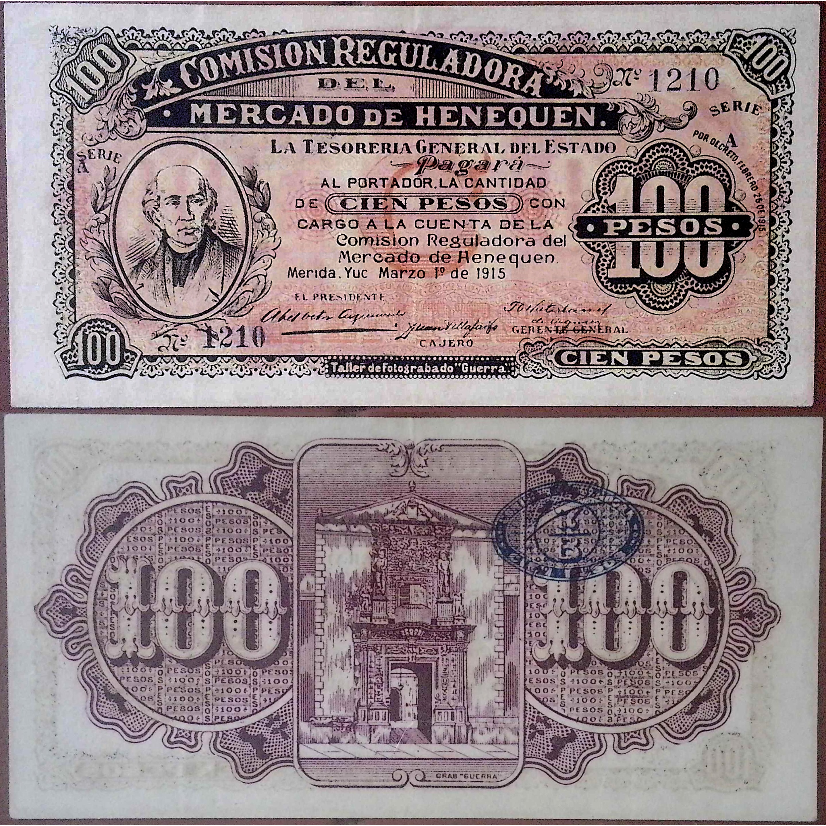 Mexico: Comisión Reguladora del Mercado de Henequén 100 Pesos Banknote (1915) episode artwork