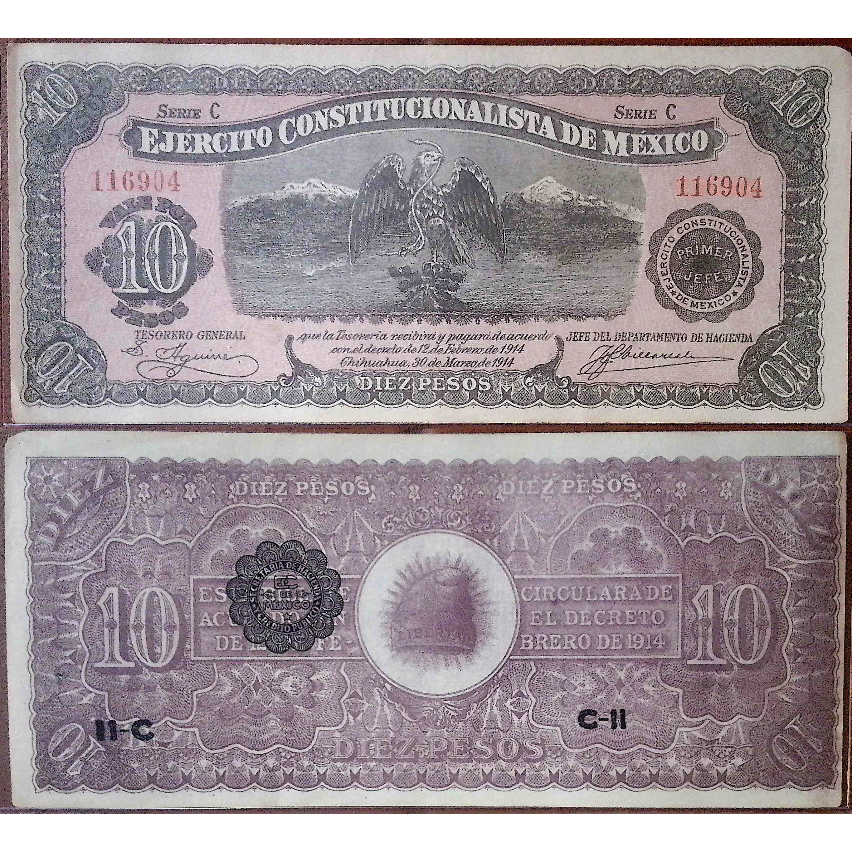 Mexico: Ejército Constitucionalista de México 10 Pesos Banknote (1914) episode artwork