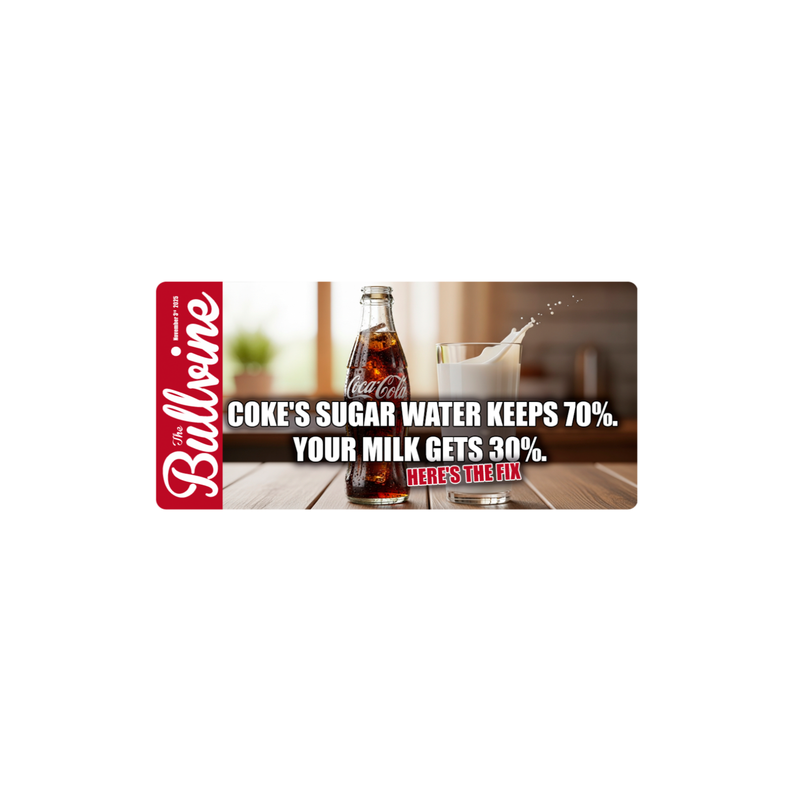 E409 Coke’s Sugar Water Keeps 70%. Your Milk Gets 30%. Here’s the Fix