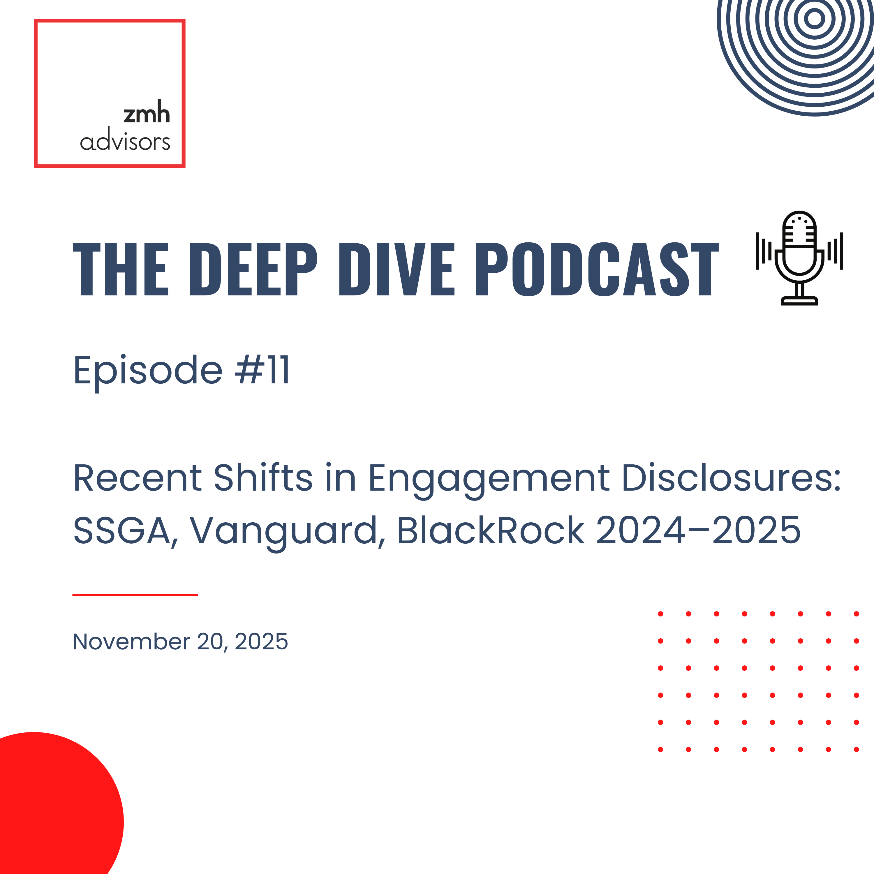 Recent Shifts in Engagement Disclosures: SSGA, Vanguard, BlackRock 2024–2025 - November 20, 2025 episode artwork