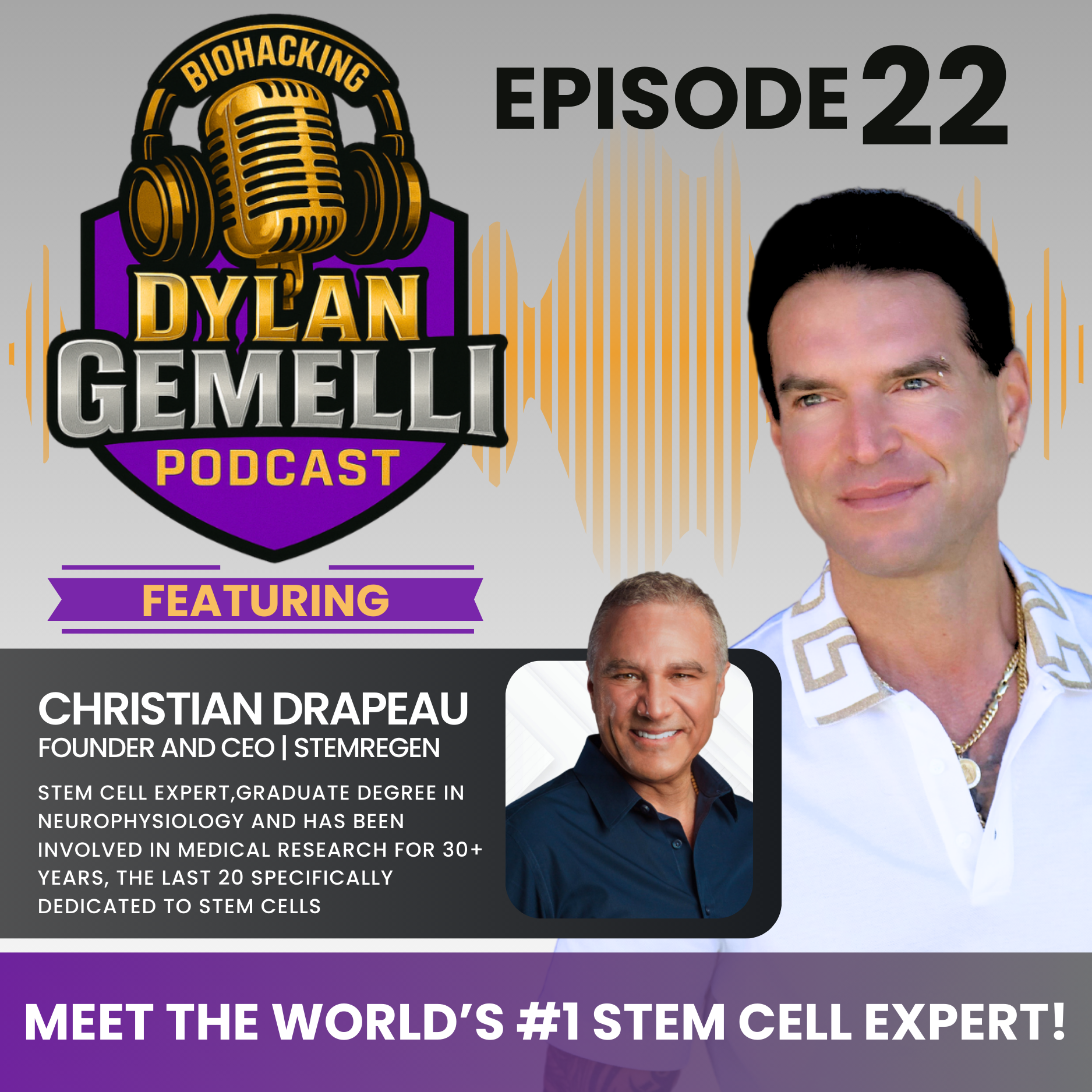 Episode #22 Featuring STEM CELL EXPERT Christian Drapeau!  A CLINIC ON EVERYTHING STEM CELLS! The role of stem cells in repair, how they function, the relationship with inflammation, gut health, mitochondria,  pain management, and more!!