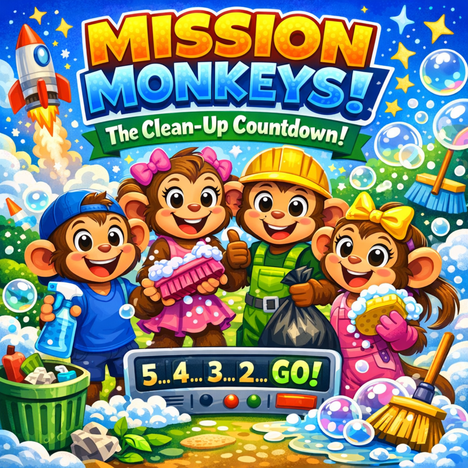 🐒🧹 Mission Monkeys: The Clean-Up Countdown!