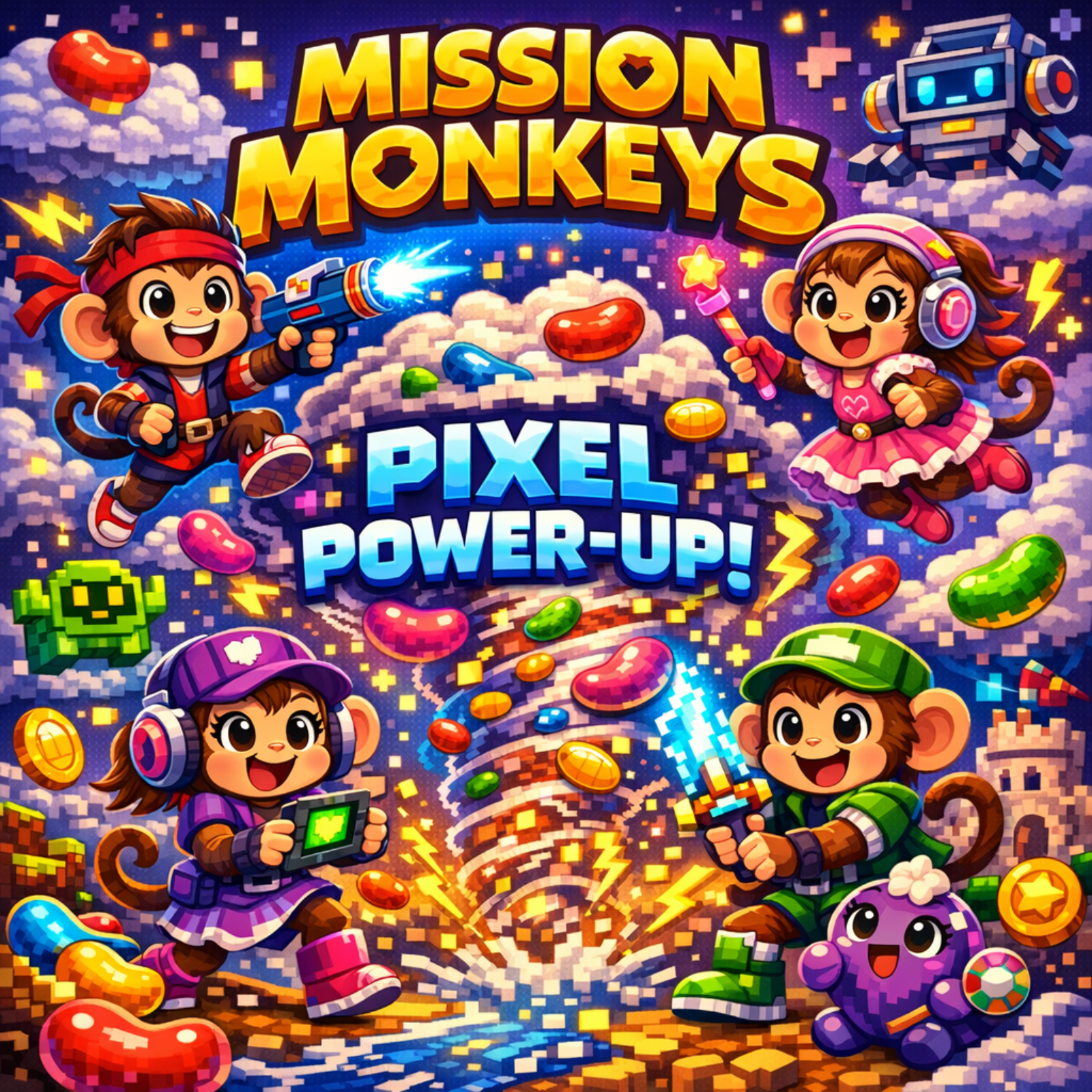 🐒🎮 Mission Monkeys: Pixel Power-Up