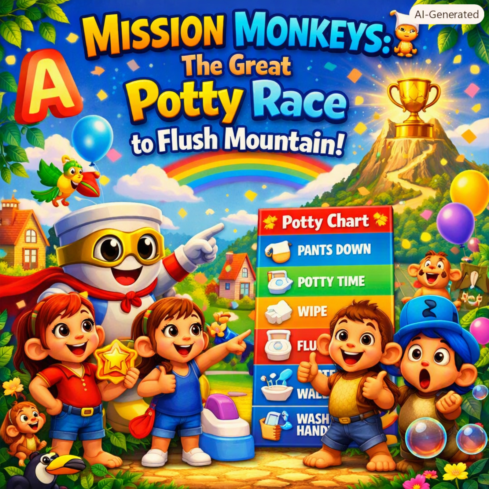 Mission Monkeys: The Great Potty Race to Flush Mountain! episode artwork