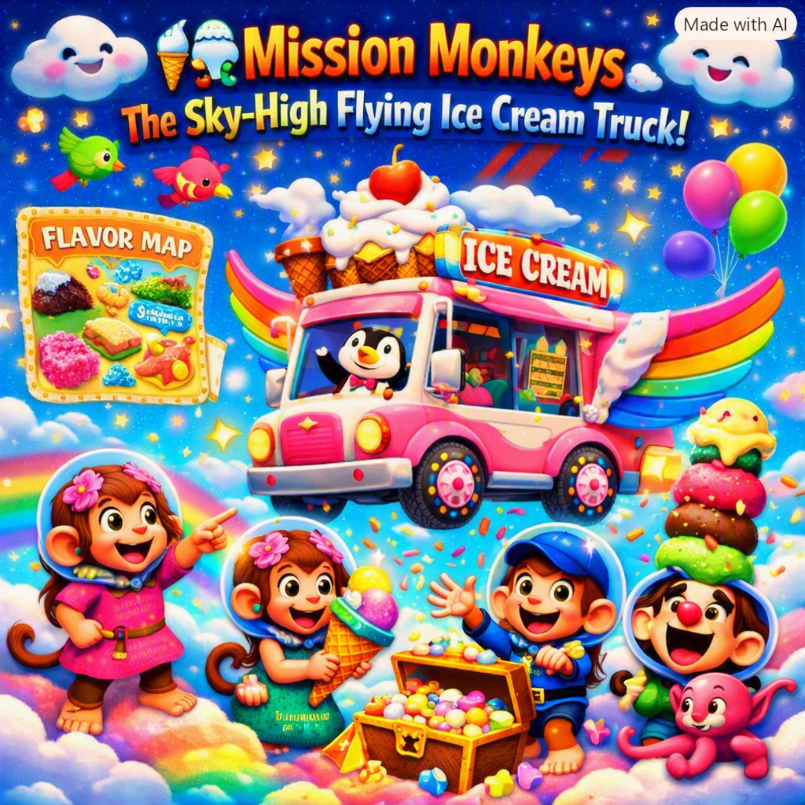 Mission Monkeys: The Sky-High Flying Ice Cream Truck! 🍦🚚