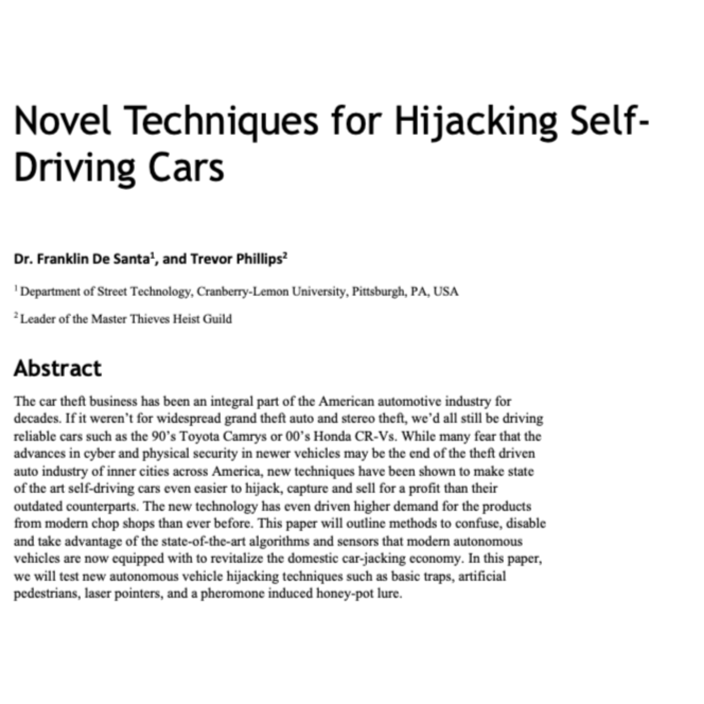 Deep Dive: Novel Techniques for Hijacking Self-Driving Cars episode artwork
