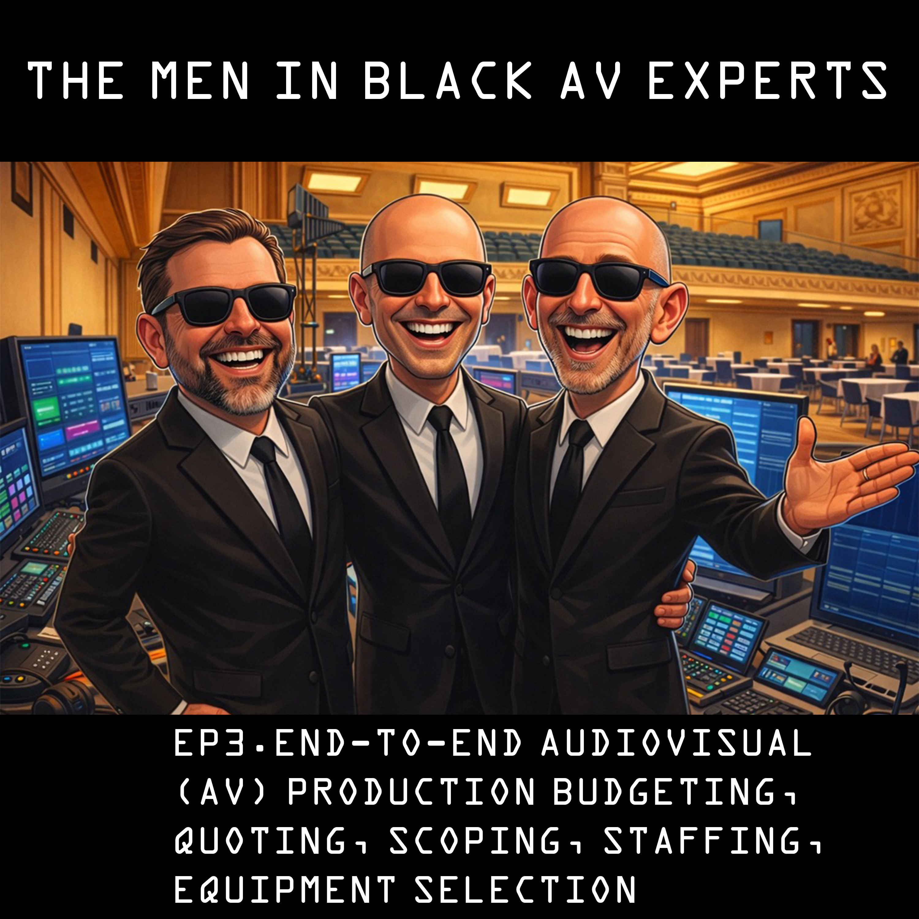 End-to-end audiovisual (AV) production budgeting, quoting, scoping, staffing, equipment selection episode artwork