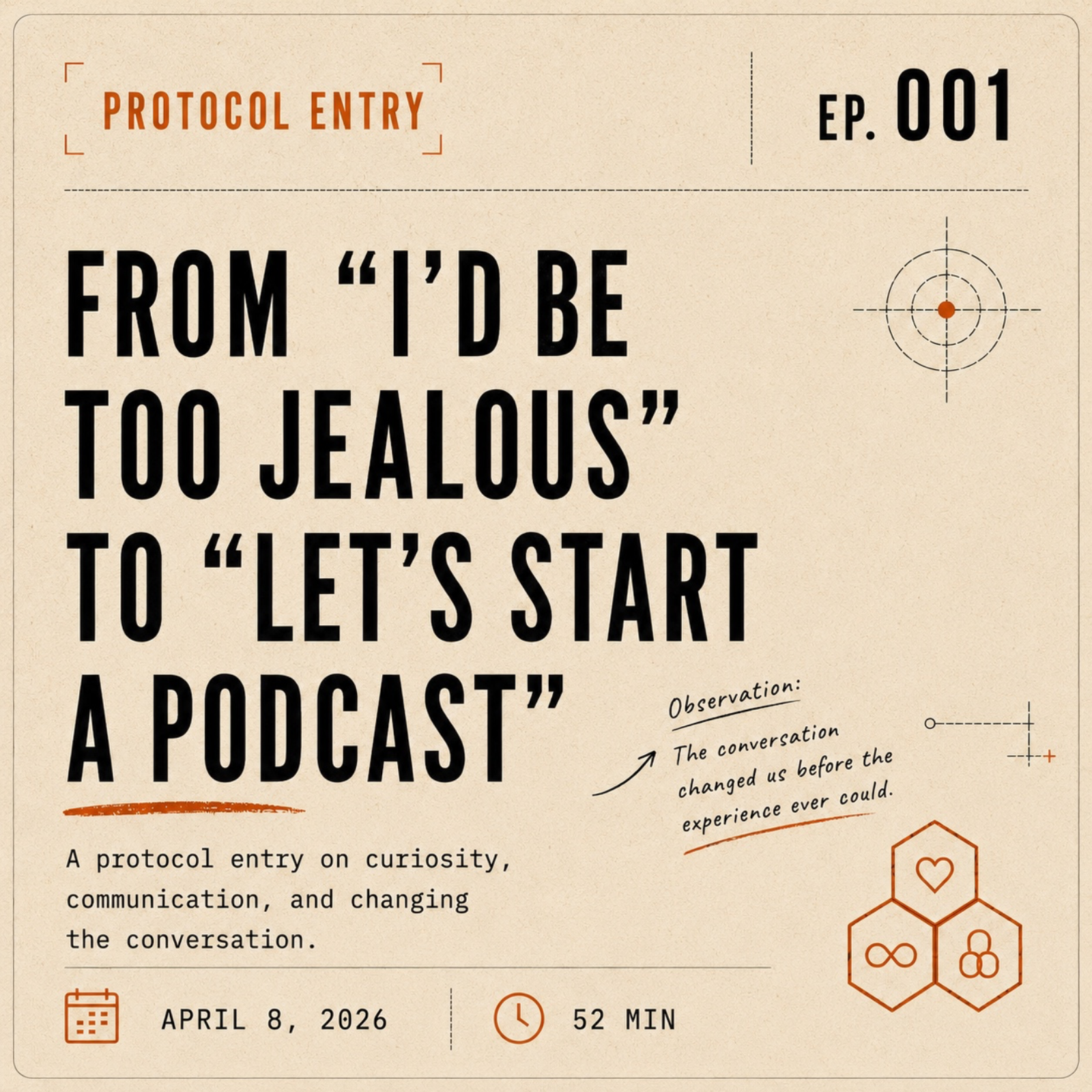 From "I'd Be Too Jealous" to "Let's Make a Podcast!" 🎙️ episode artwork