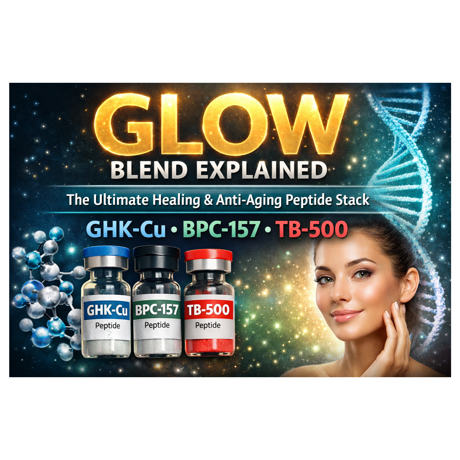 GLOW Blend Explained: The Ultimate Healing and Anti-Aging Peptide Stack (GHK-Cu, BPC-157, TB-500)
