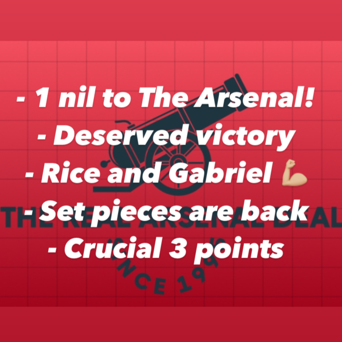 1 nil to The Arsenal! Professional performance as we win over Chelsea. Gabriel and Rice outstanding in a deserved 3 points!  episode artwork