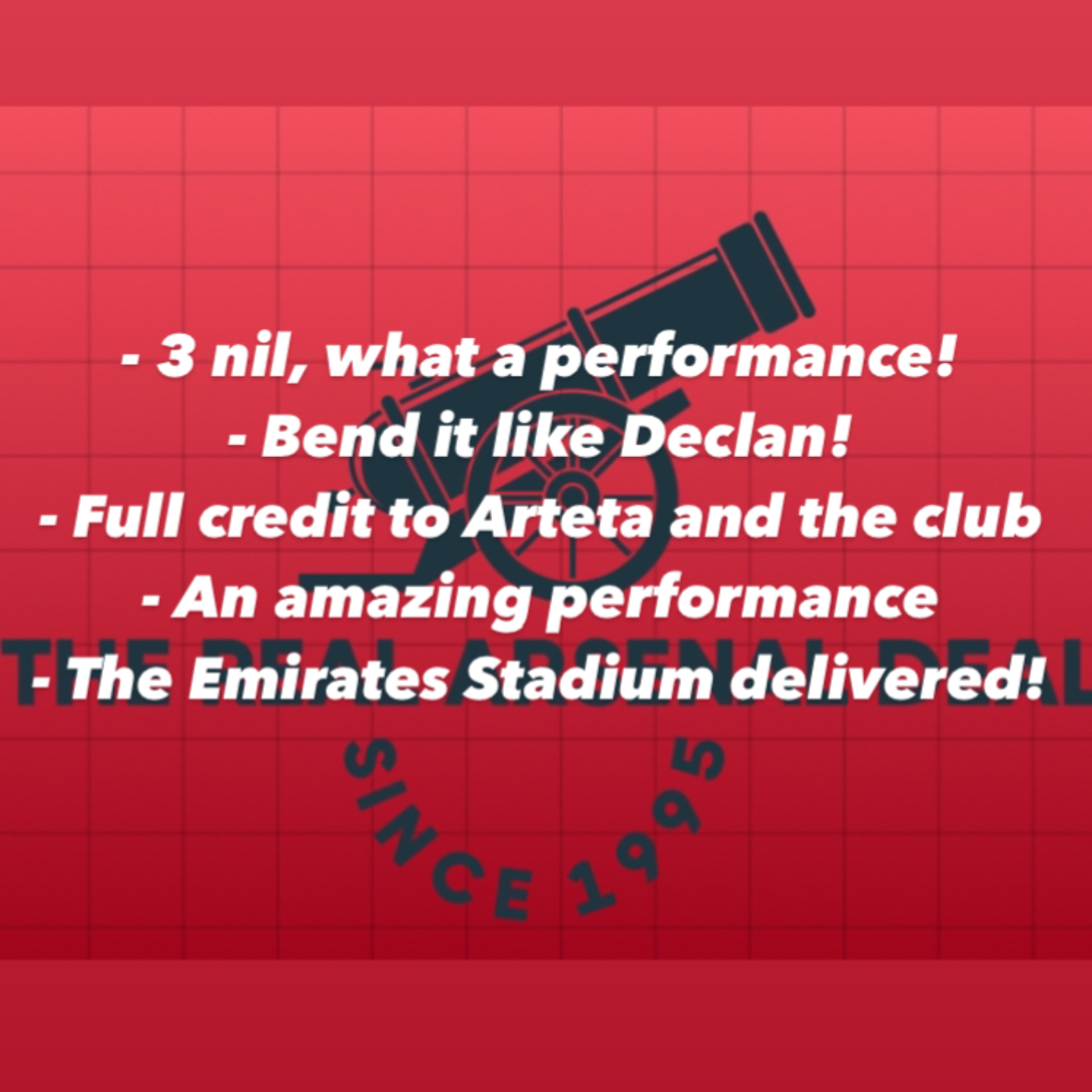 Arsenal thump Real Madrid 3-0! Yes, 3-0! Declan Rice with two unbelievable free kicks. What a performance we’ve seen at The Emirates!  episode artwork