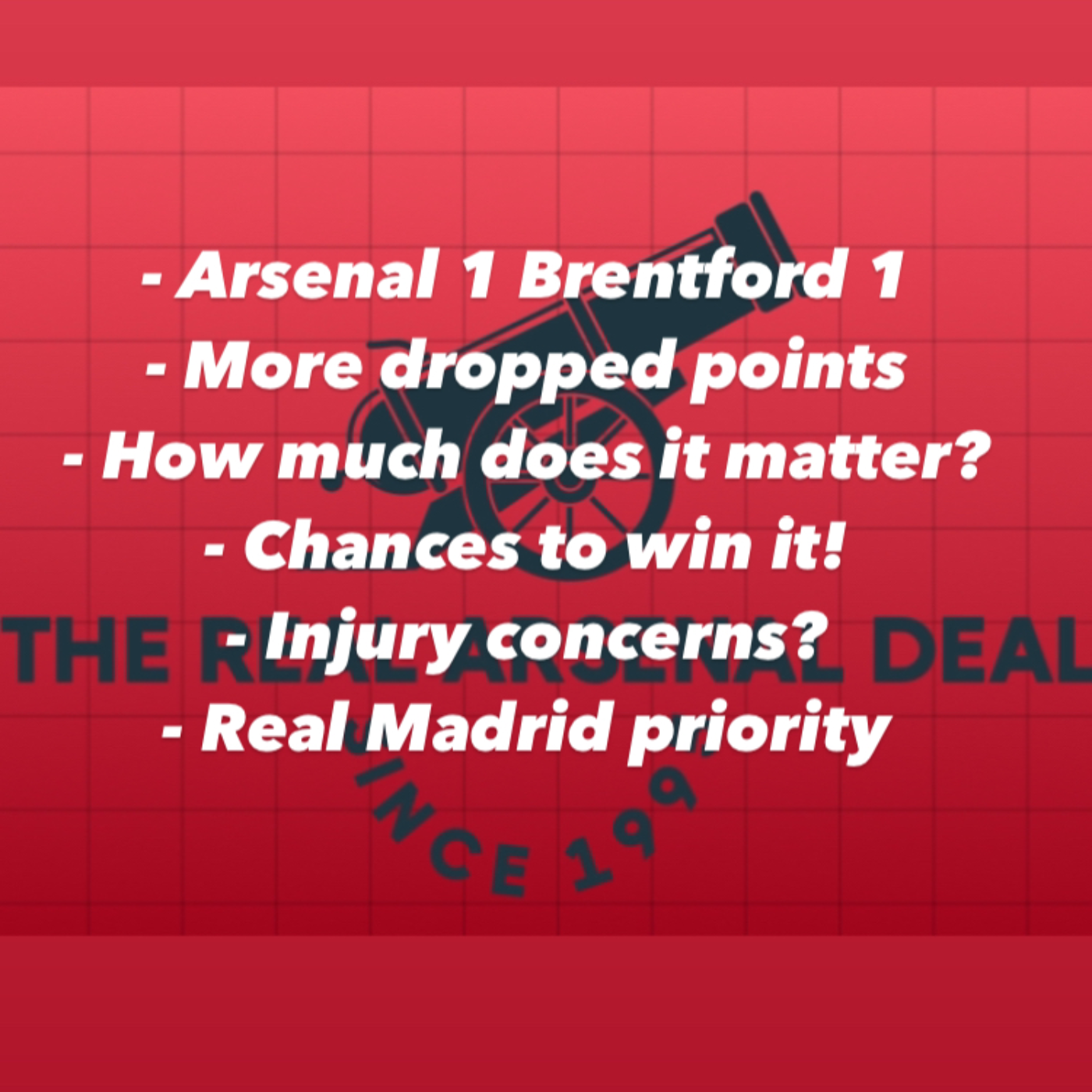 More dropped points as Arsenal draw with Brentford 1-1 with a rotated lineup. Difficult match to assess with Real Madrid second leg the clear priority! episode artwork