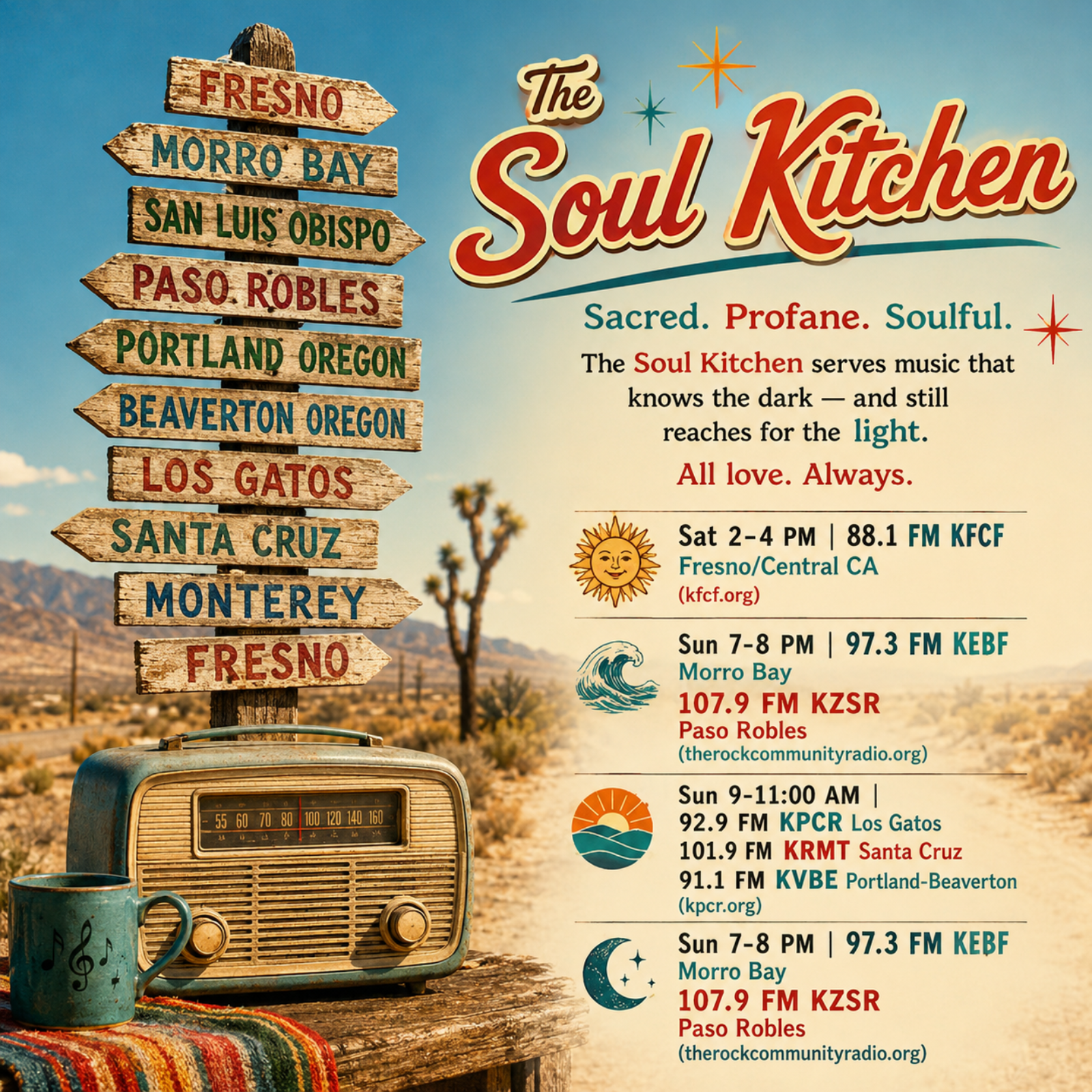 August 16 The Soul Kitchen 92.9 FM KPCR Los Gatos episode artwork