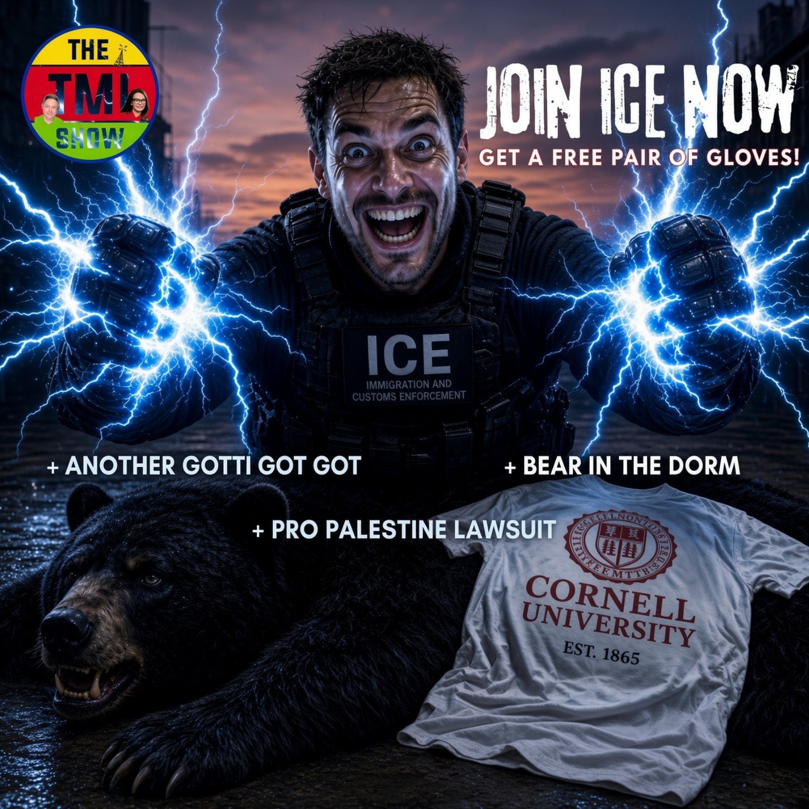 ICE Shock Gloves, Mahmoud Khalil Lawsuit, Gotti Goes to Prison & Cornell’s Bear Problem | TMI Ep 441 episode artwork