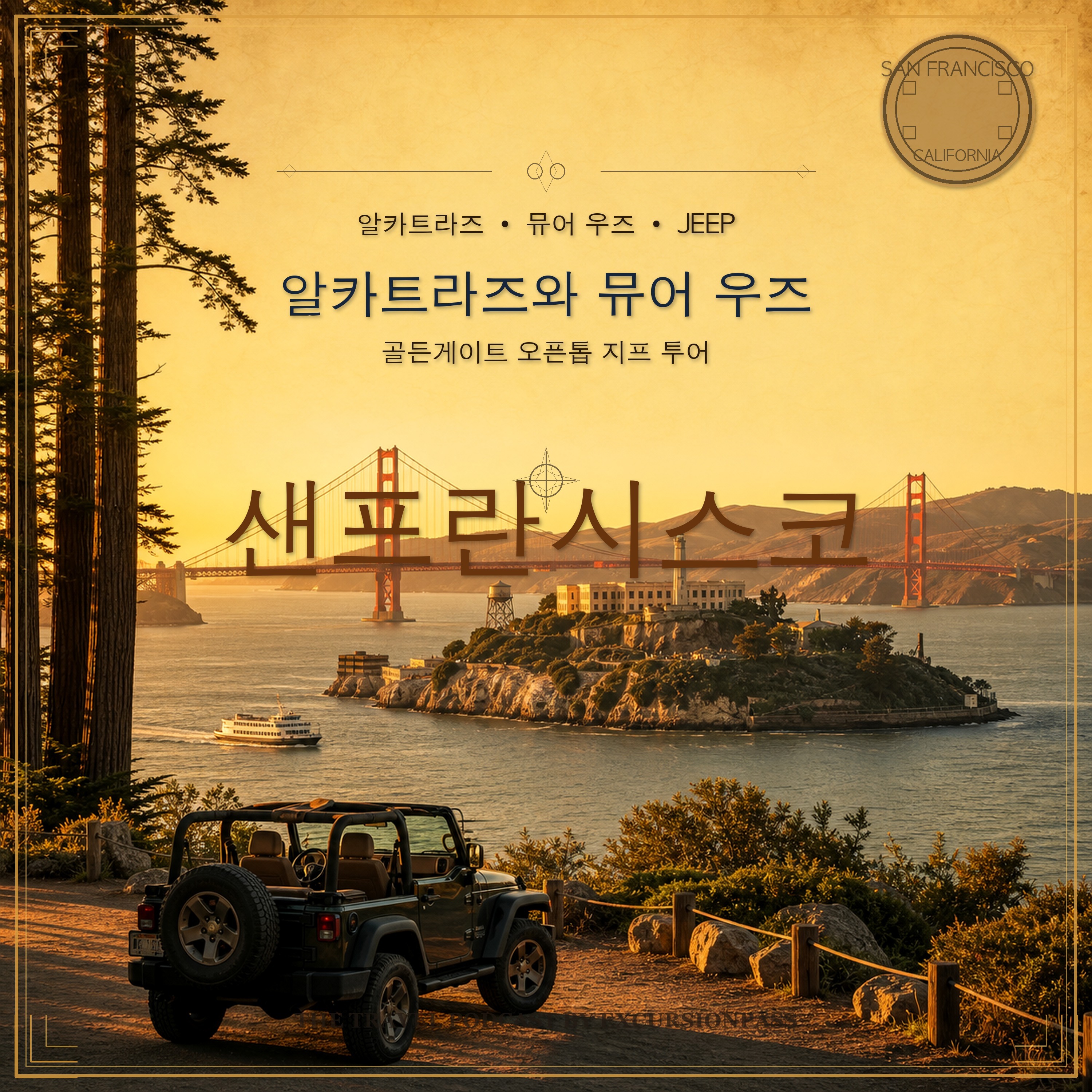 알카트라즈 섬 페리와 셀하우스 + 프라이빗 뮤어 우즈와 골든게이트 오픈톱 지프 투어 episode artwork