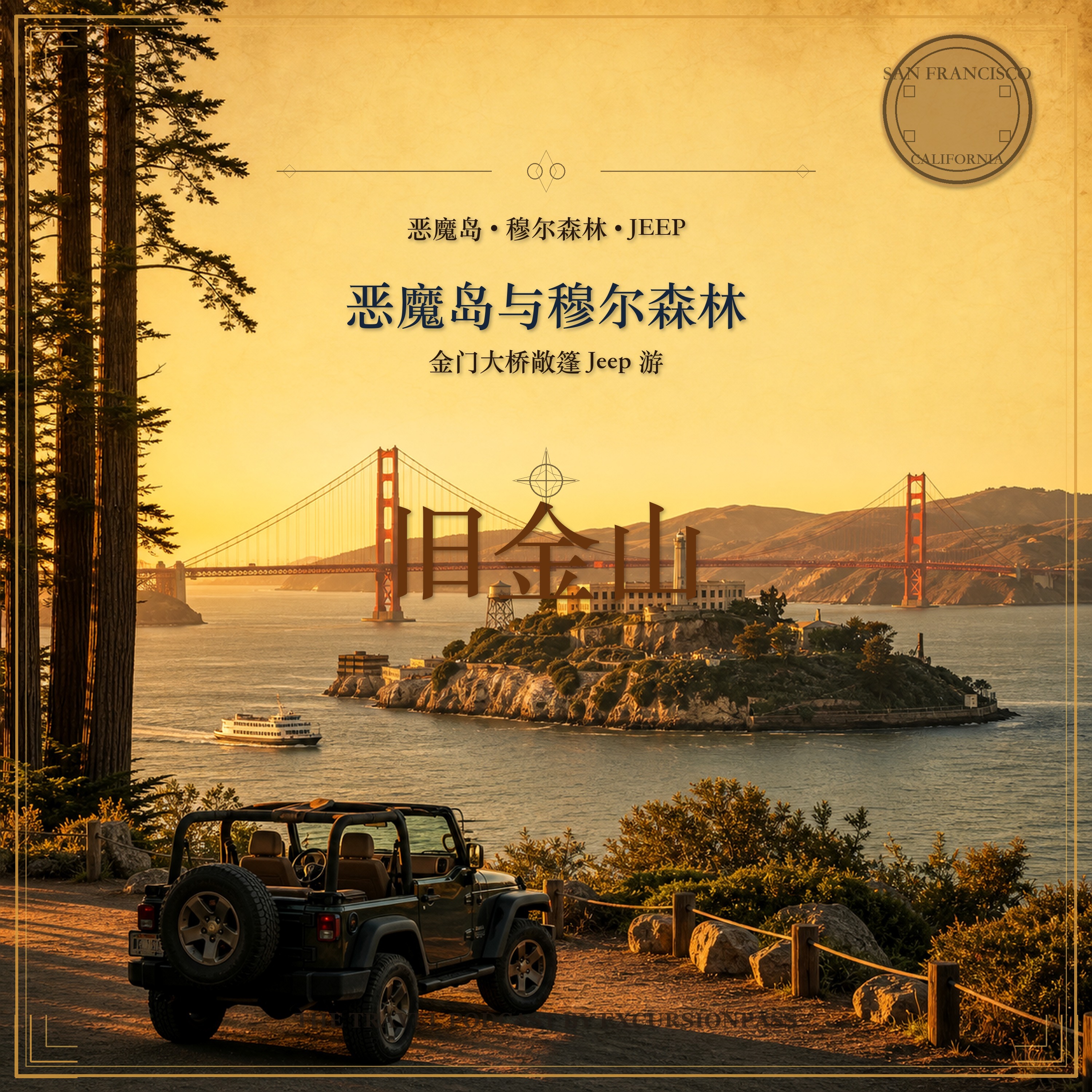 恶魔岛渡轮与牢房参观 + 私人穆尔森林和金门大桥敞篷 Jeep 游 episode artwork