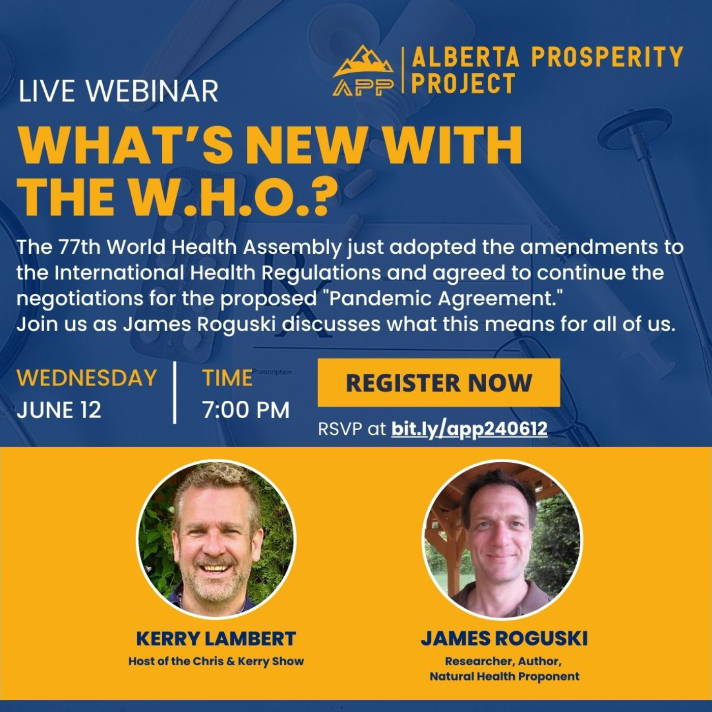 2406012 Alberta Prosperity Project Webinar: What’s New with the W.H.O.? episode artwork