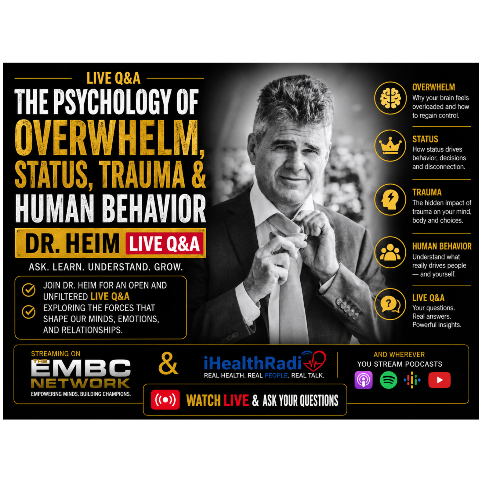 The Psychology of Overwhelm, Status, Trauma & Human Behavior — Dr. Heim Live Q&A  