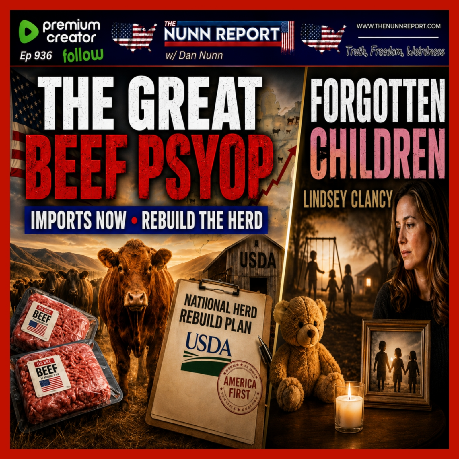 [Ep 936] The Great American Beef Psyop | Forgotten Children: Cora, Dawson, Callan episode artwork