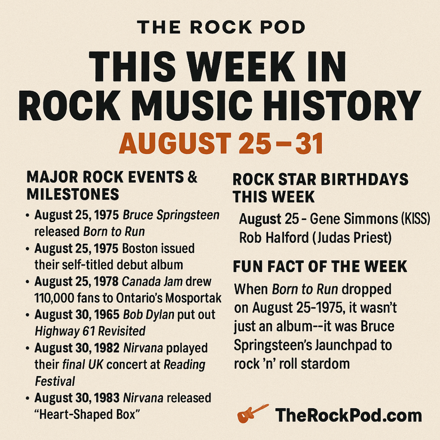 The Rock Pod / This Week In Rock Music History / August 25 - 31