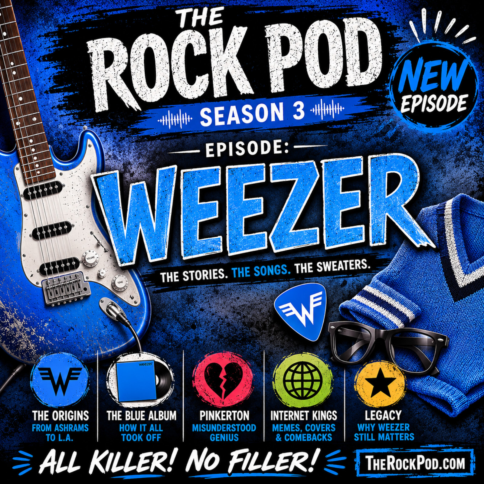 The Rock Pod / Weezer episode artwork