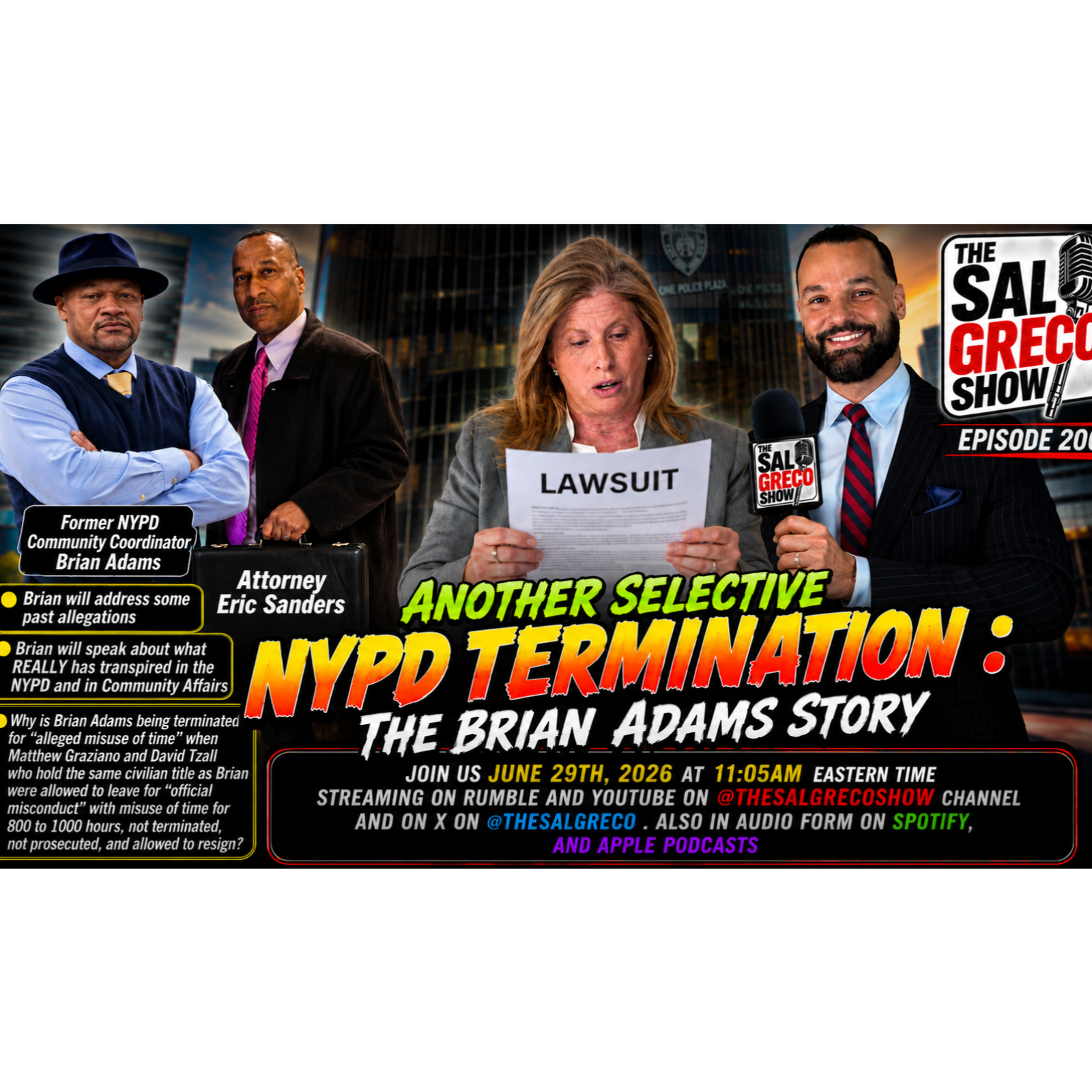 ANOTHER SELECTIVE NYPD TERMINATION : THE BRIAN ADAMS STORY | Episode 206 episode artwork