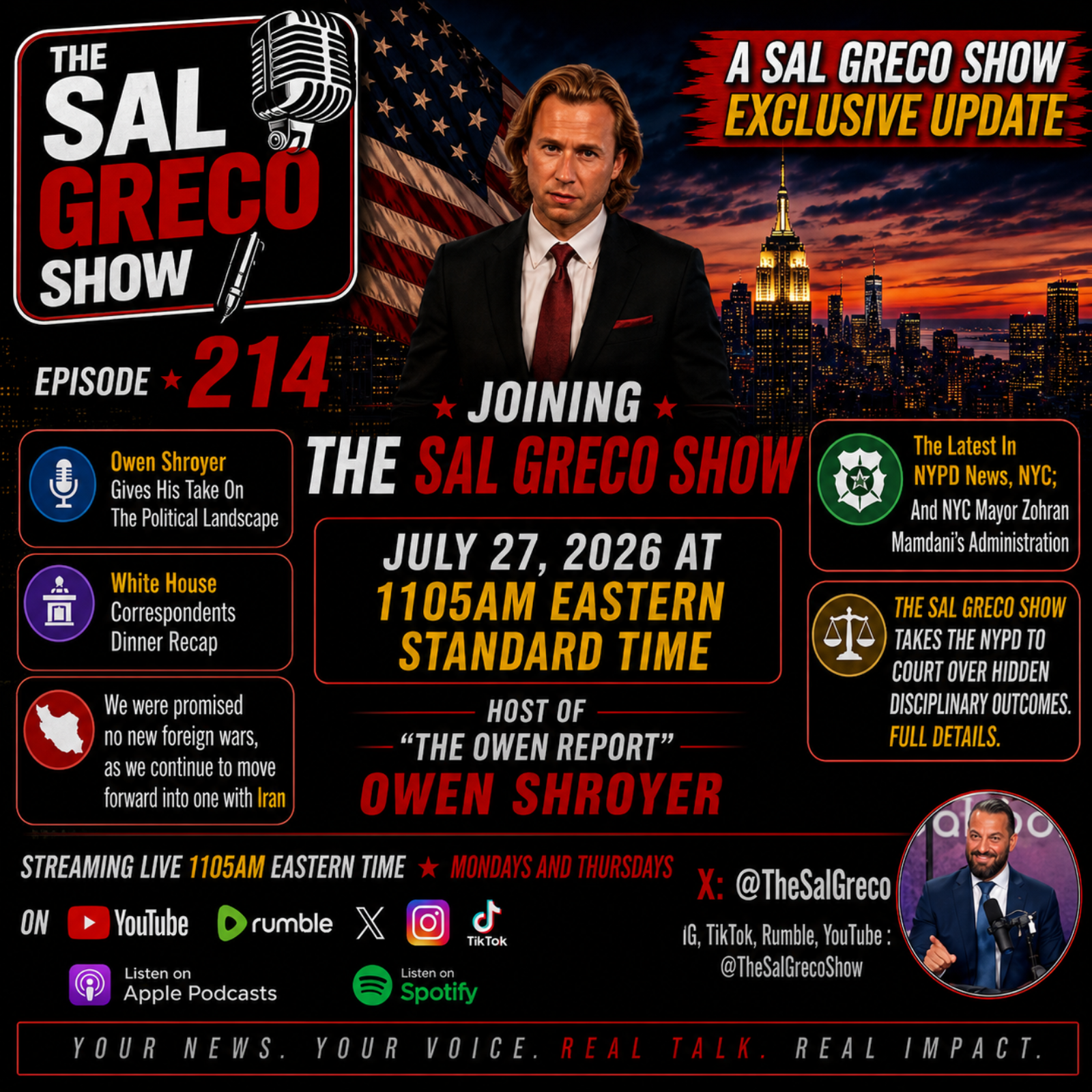 NYPD Secrets, MAGA, and America’s Future With Owen Shroyer | Episode 214 episode artwork