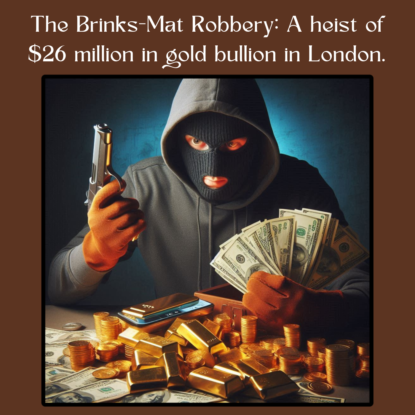 The Brinks-Mat Robbery: A heist of $26 million in gold bullion in London.